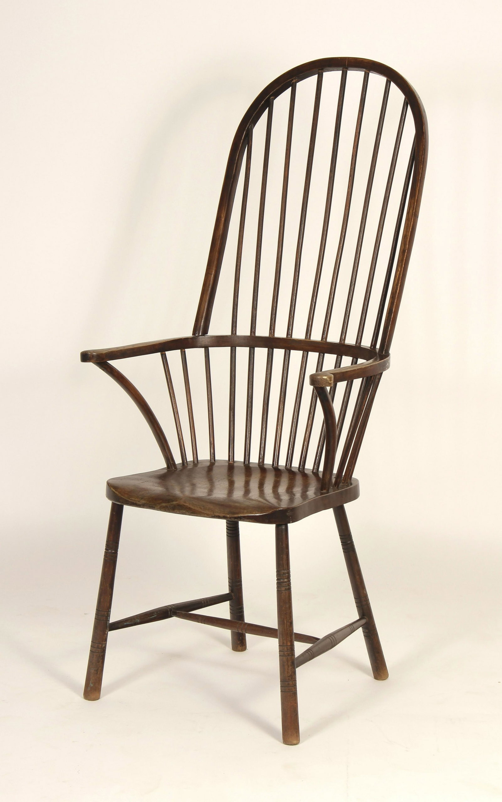 Antique Windsor High Back Armchair, 19th c.: possibly Scottish, unusually high back 51" at crest, 24" W, 23" D, seat 19" H ESCR