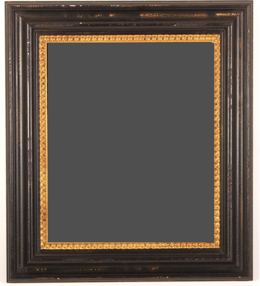 Antique Style Frame, Ebonized with Gilt Liner: overall 33x29, interior 24x20 Litchfield Auctions is honored to offer Selections from the Collection of Peter Tillou. Peter has enjoyed wide renown across the United States and Internationally over hi