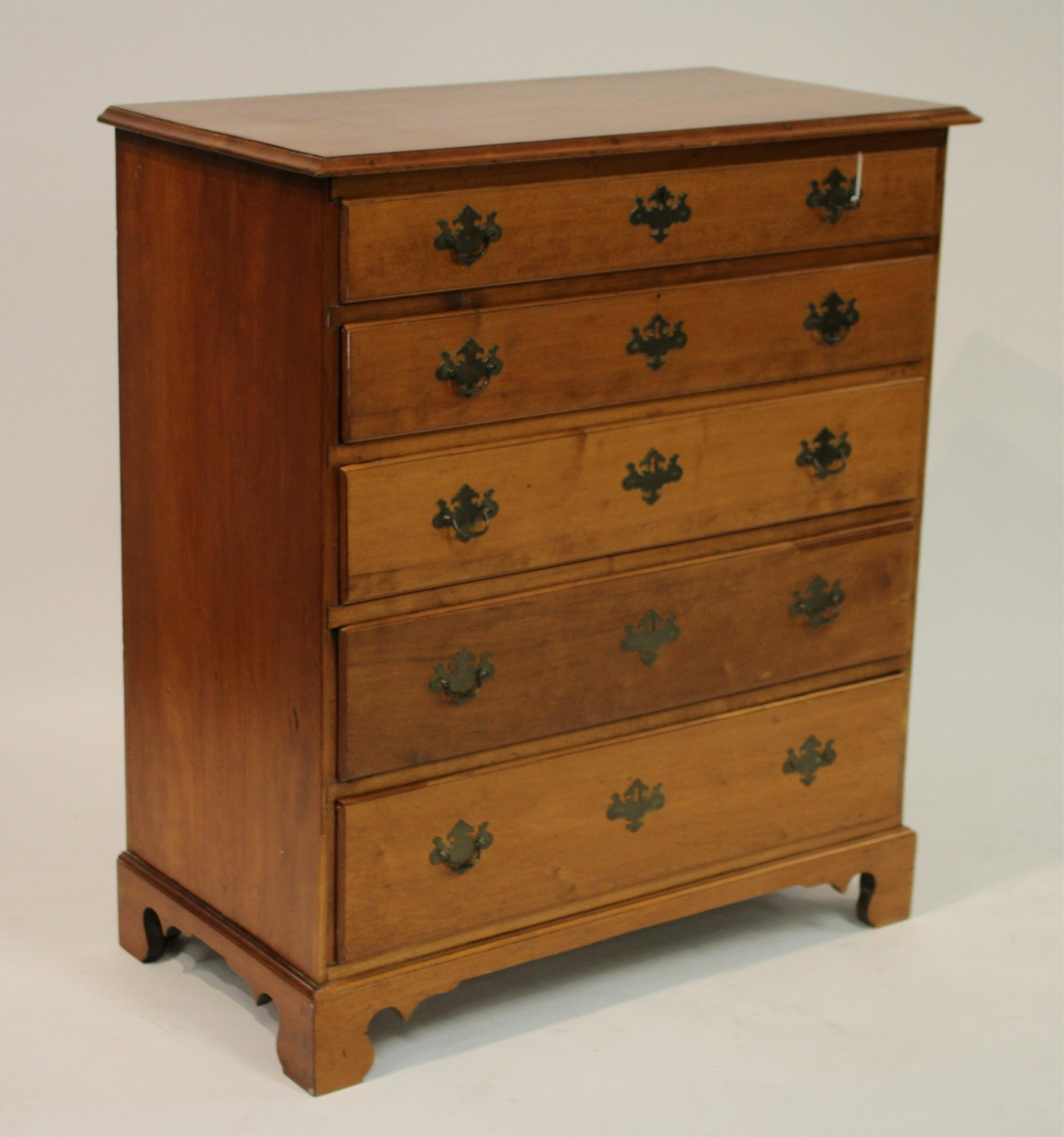American Chest of Drawers, 19th C: Maple or birch, pine secondary. Graduated drawers, pegged top. 39.5"H x 35W x 18D (BBRA10273)(JP)