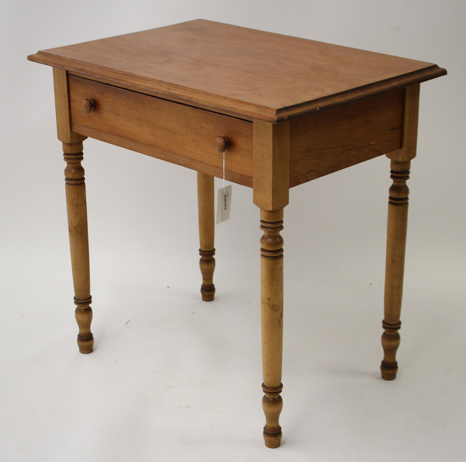 Late Federal Style Pine Side Table: 1 drawer 29 H x 29.5 W x 20.75 D Property from the collection of Martha Rogers & Dick Cavett (MROG950)(MS)