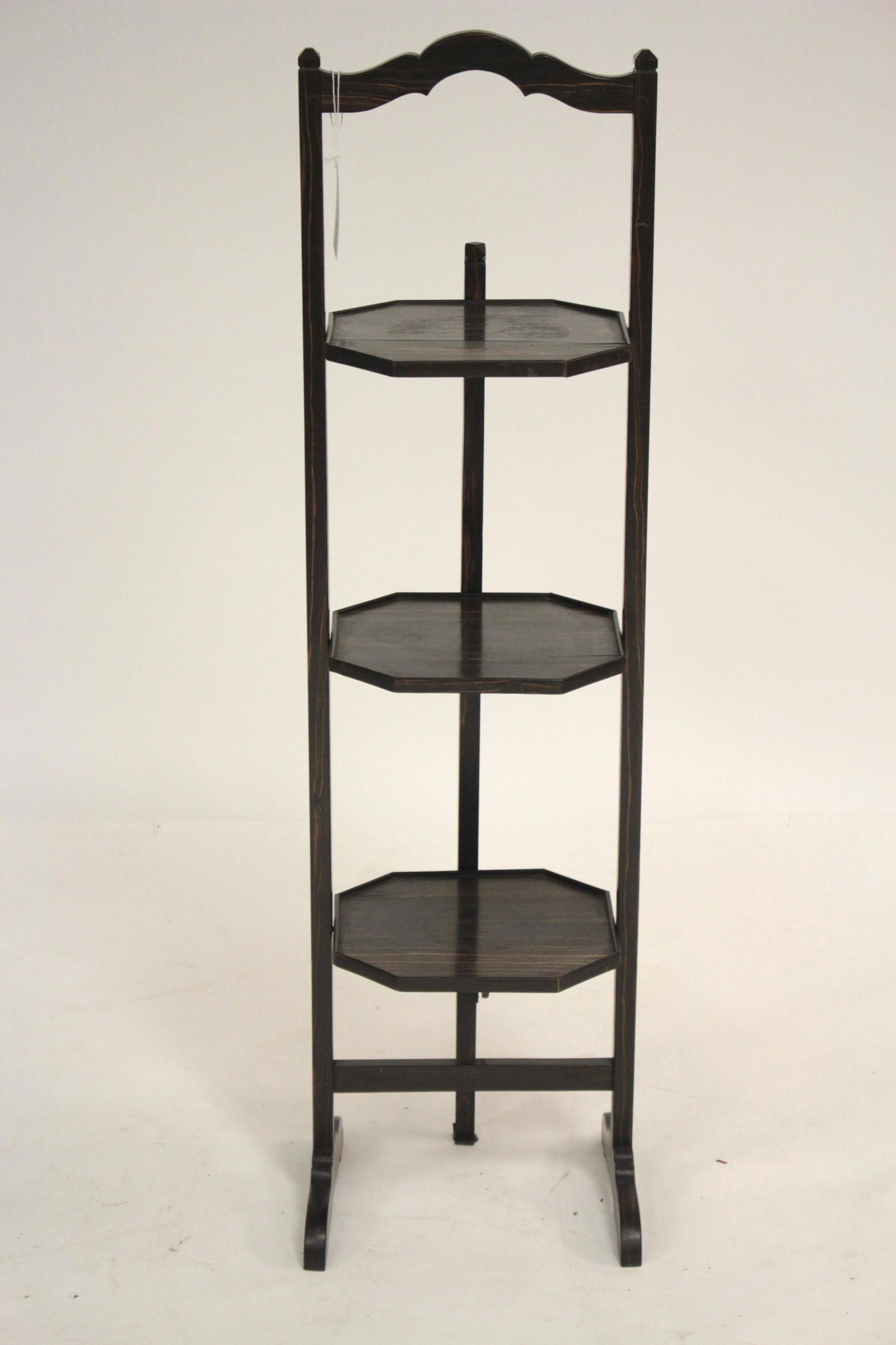 Macassar Ebony 3 Tier Collapsible Plate Stand: 40 H x 11 W x 9.5 D (QSHER411)(WT)