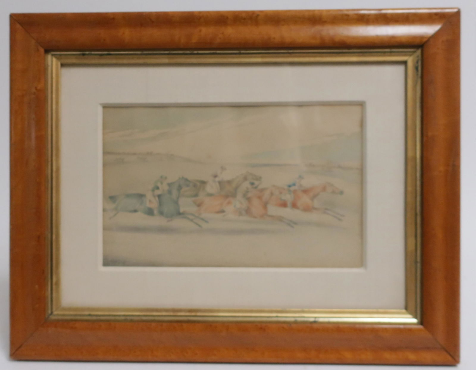 Henry Thomas Alken, 1785-1851, "Horse Race" W/C: Signed Alken lower left. Provenance: Arthur Ackerman and son, NYC 6 x 9.75, framed 13 x 17 (QSHER502)(WT)