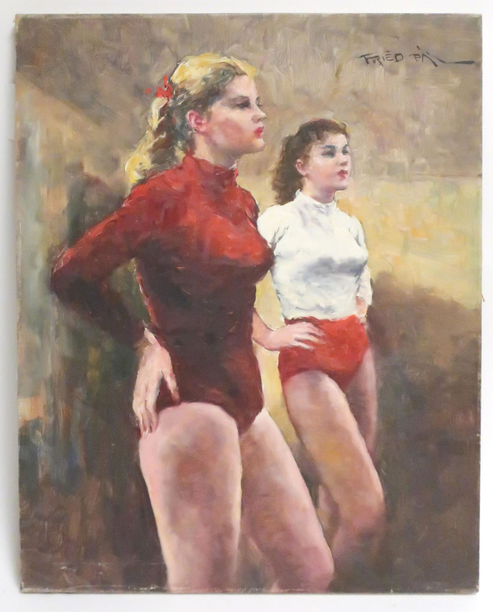 Pal Fried, Two Dancers, O/C: Pal Fried, Hungarian, 1893-1976, Two Dancers, oil on canvas 30 x 24 (HEAR10188)(MM)