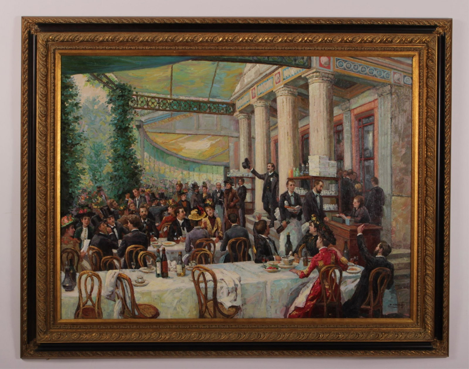D. Stanley "Grand 1800's Style Dining Hall" O/C: Signed lower right. 36 x 47.5, frame 47 x 58 (BEL2068)(WT)