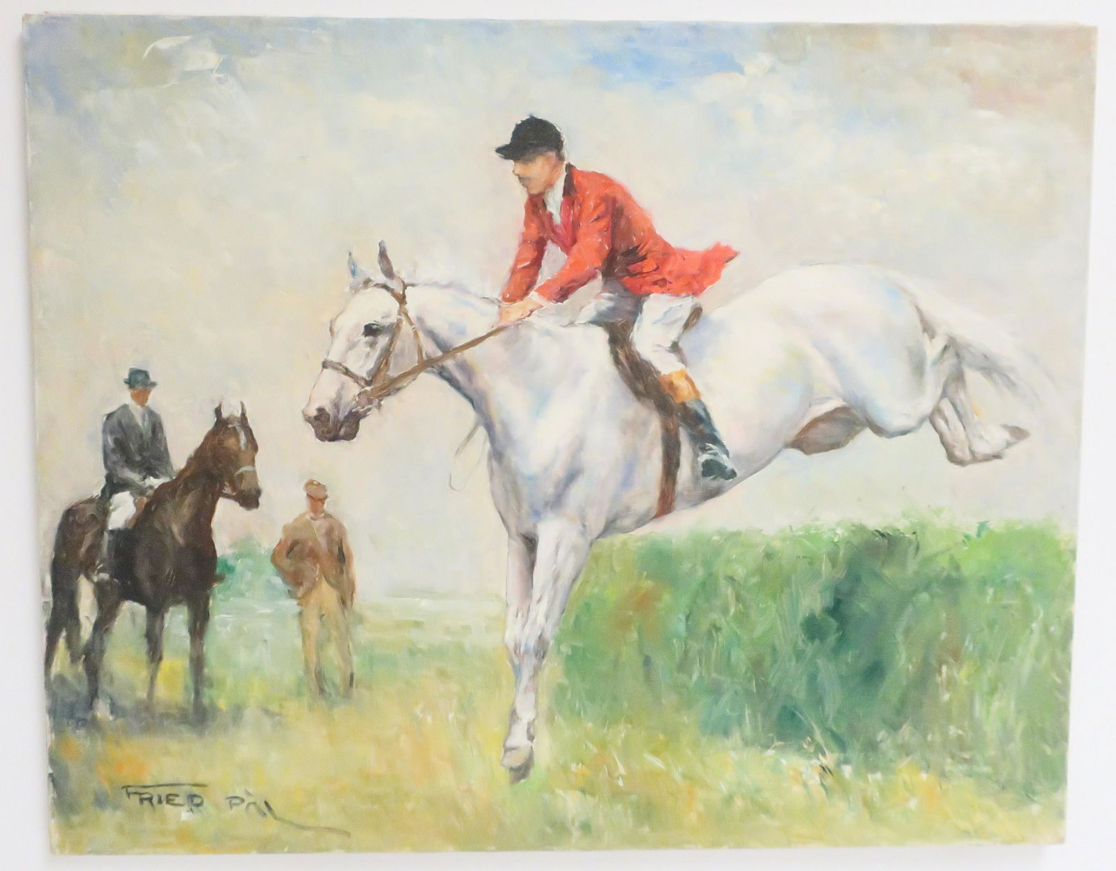 Pal Fried "Jumper" o/c: Pal Fried, Hungarian/American 1893-1976. oil on canvas, unframed, signed. 30 by 24 Property from a 4th generation art gallery, NYC. (HEAR91048)(WT)