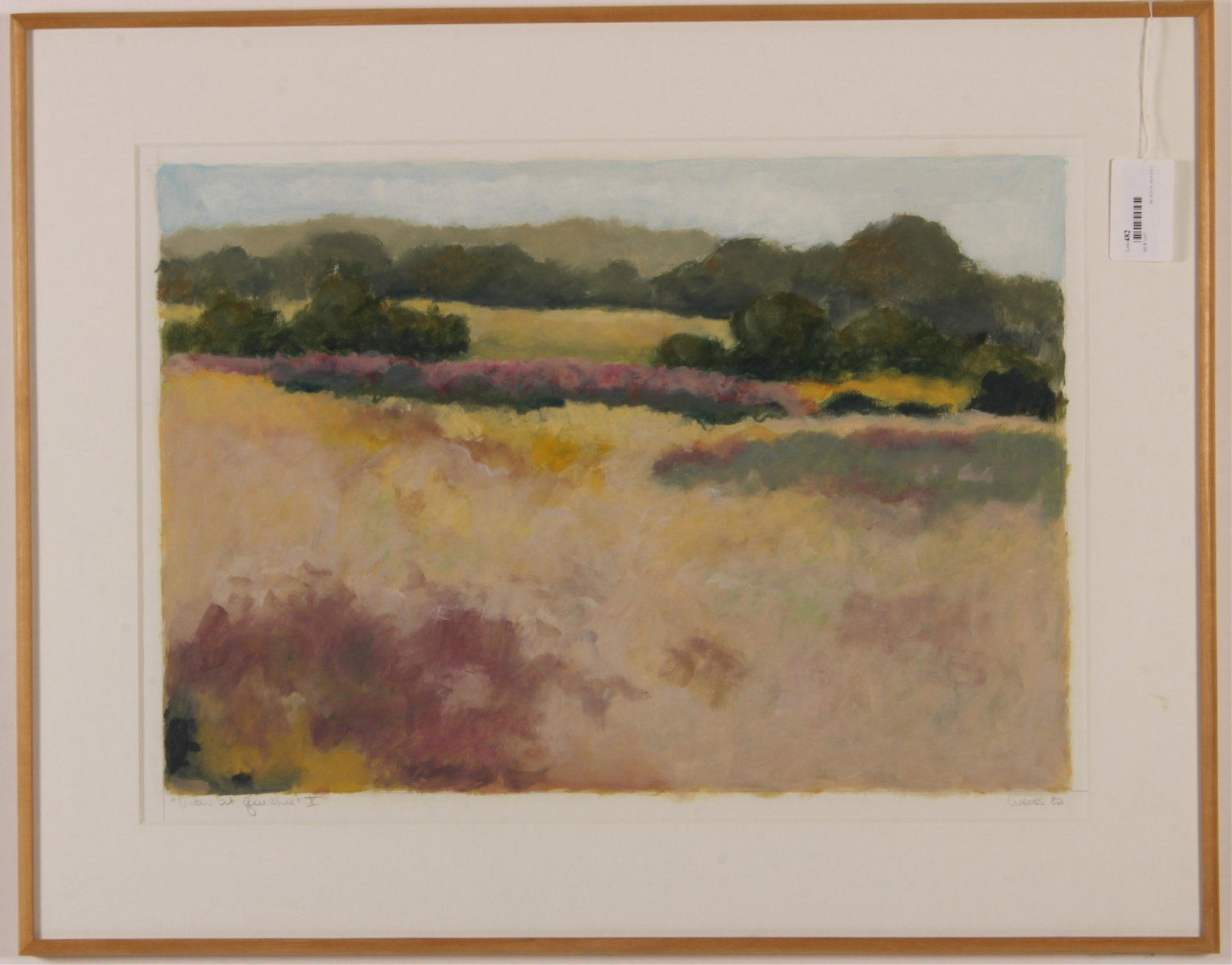 Cynthia Weiss, "View of Quechee X" Oil on paper: Cynthia Weiss (American 20th Century). View of Quechee X Oil on paper. Signed lower right. 1982. Maple frame. 18 x 25.5 Framed: 27 x 34 Property from the Milbank Collection. (MTHM482)(EL)
