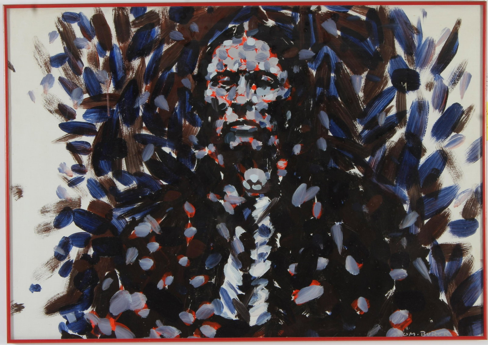 Dom Burck - "Quanah Parker" Acrylic: full name Dominik Burckhardt; Swiss, b. 1938, portrait of the Comanche leader Quanah Parker, acrylic on paper, signed lower right. framed 25 x 36 (SDOW132)(TC)