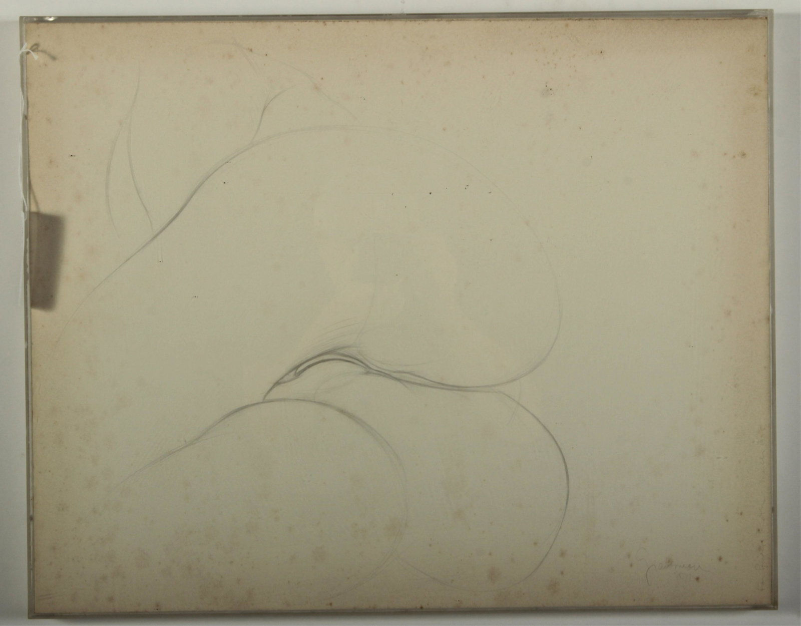 Philip Grausman, Am b 1925 Erotic Drawing Graphite: Philip Grausman, American, b. 1935, an erotic drawing, signed and dated 1971 lower right and also inscribed to Roth and dated 1975 framed 22.5x18 Property from the estate of Philip Roth. Philip Roth w