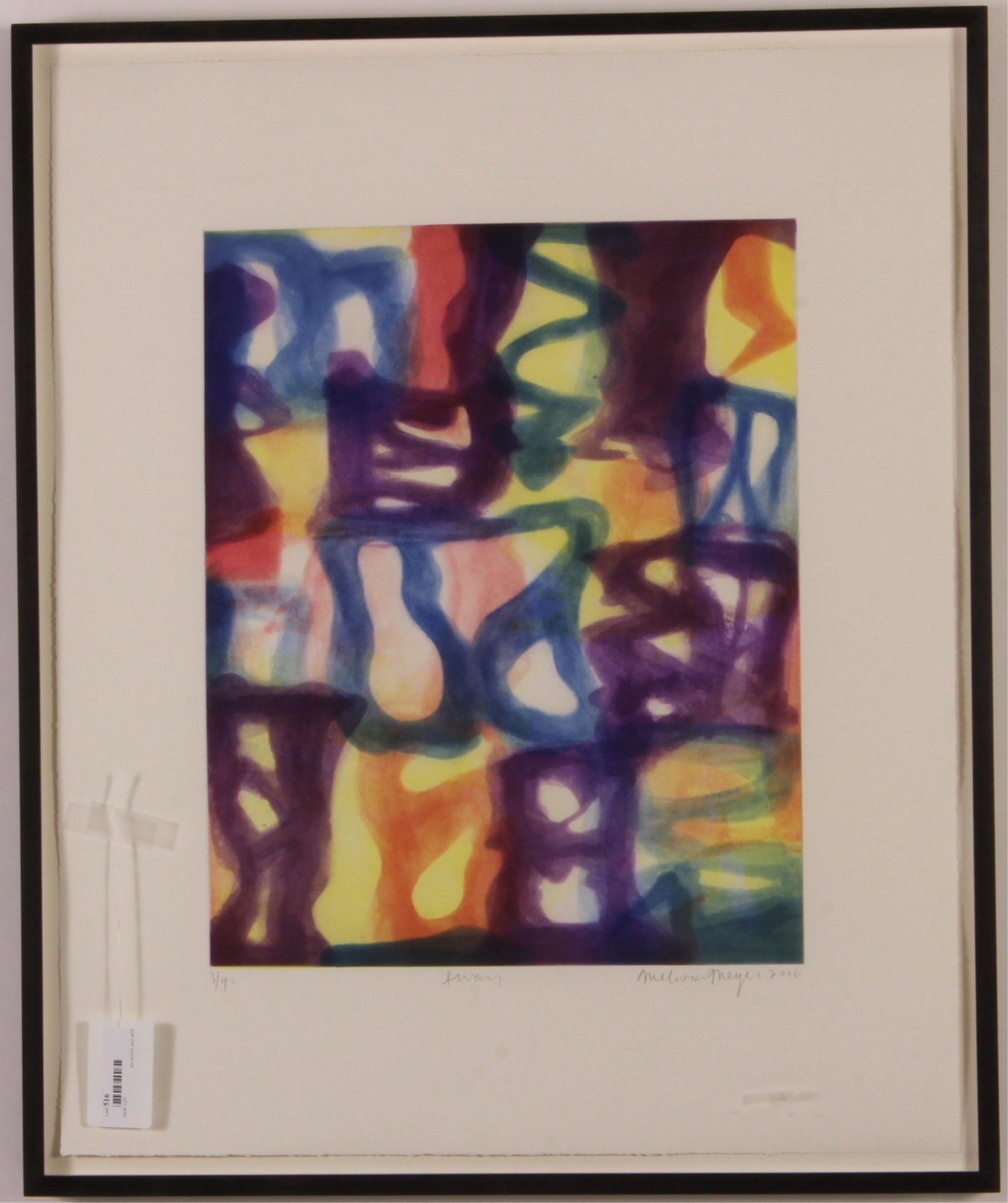 Meyer Melissa, "Sway" Etching, 21st C.: Meyer Melissa (American B. 1947). Sway Etching. Signed lower right. 2006. Numbered 3/40. Black wood frame. 19.5 x 15.75 Framed: 31.5 x 26 Property from the Milbank Collection. (MTHM516)(EL)
