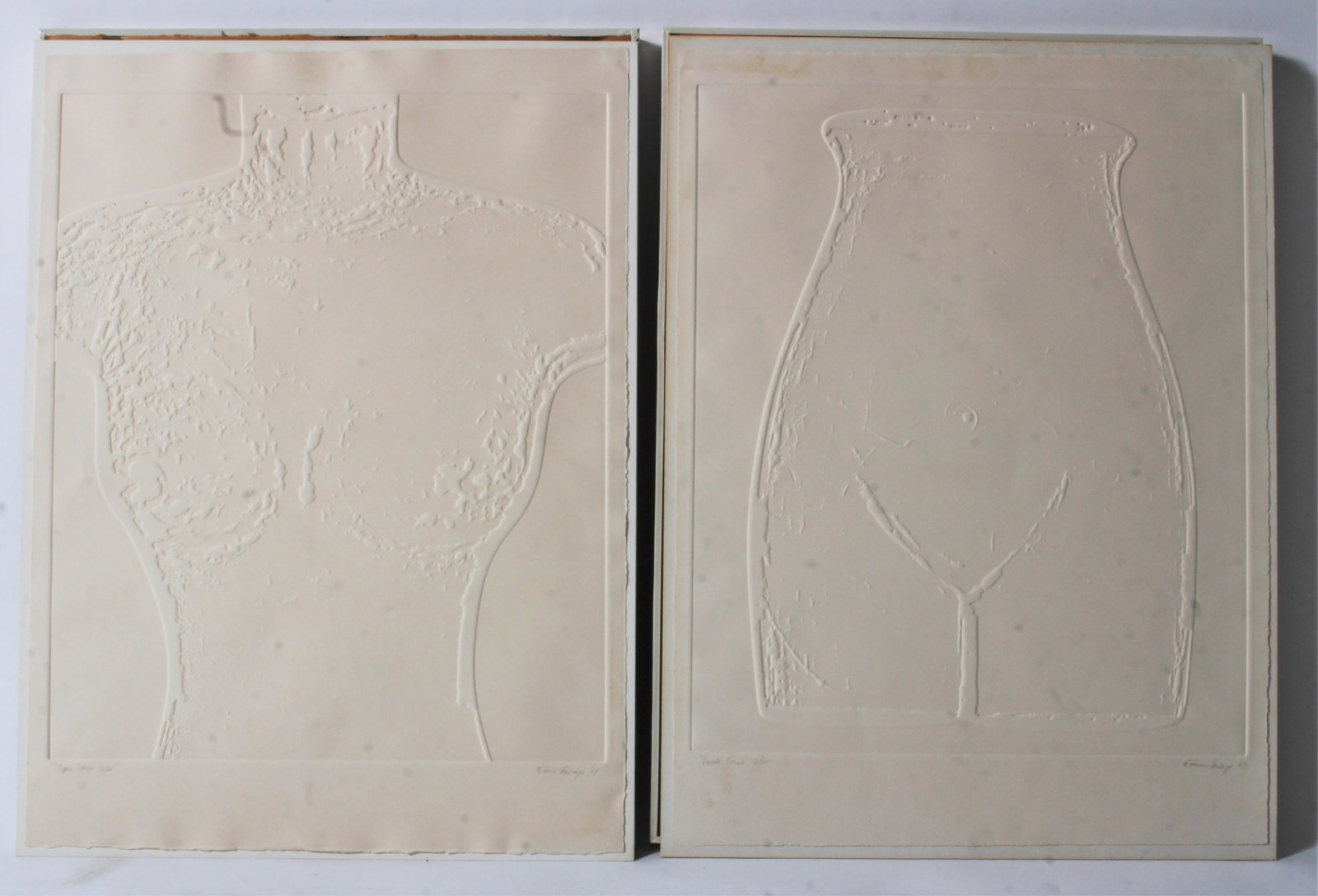 Naomi Savage, Upper and Lower Torso, Signed Prints: Naomi Savage, American, 1927-2005, Upper Torso and Lower Torso, relief prints, hand-titled, numbered and signed, c. 1968/69, A portrait of Philip Roth by Savage is in the collection of MoMA and two id