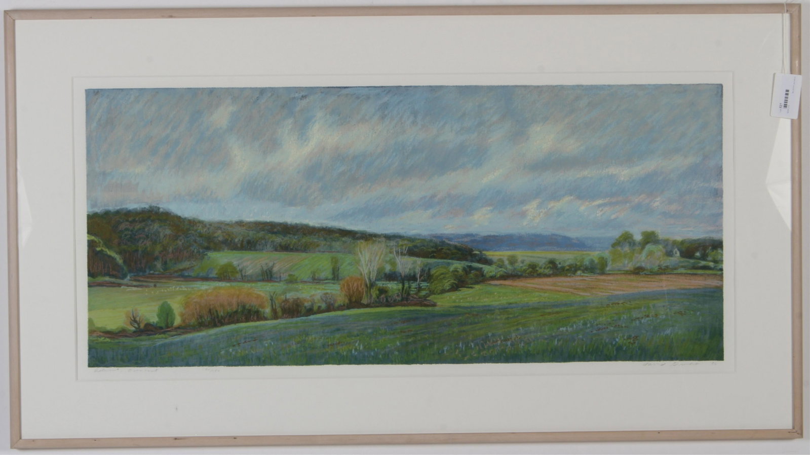 David Grubb, Belmont, Overcast Silkscreen: David Grubb (20th Century). Belmont, Overcast Silkscreen. Signed lower right. 1986. Numbered 134/150. Birch frame. 18 x 42.5 Framed: 28.5 x 52 Property from the Milbank Collection. (MTHM527)(EL)