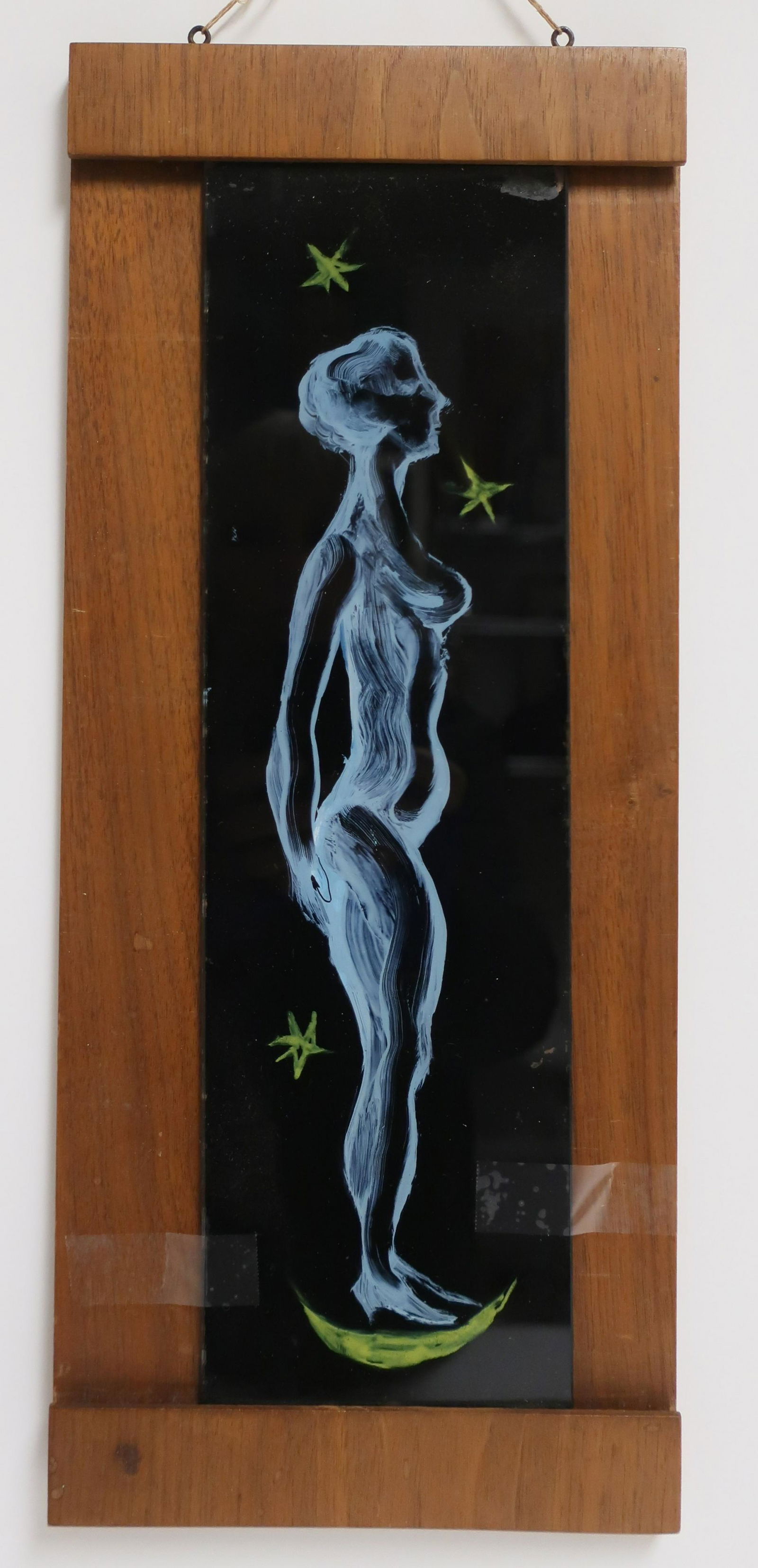 Eglomise Painted Female Nude, Possibly Gio Ponti: Eglomise reverse painted female nude, possibly by Gio Pointi. 10.5 x 6.75 (MST875)(MS)