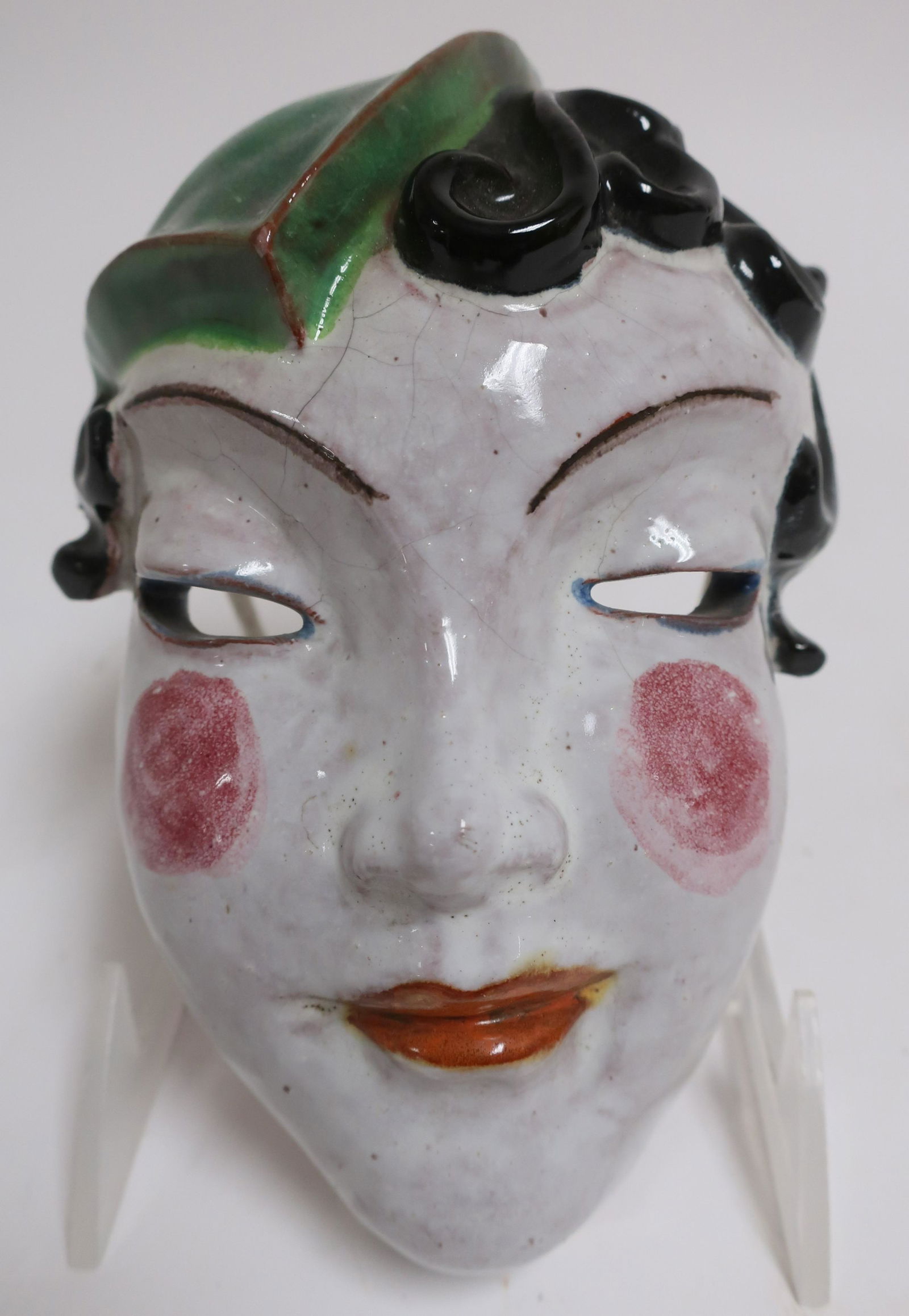 Art Deco Glazed Ceramic Mask, attr. Bosse (1 of 5)