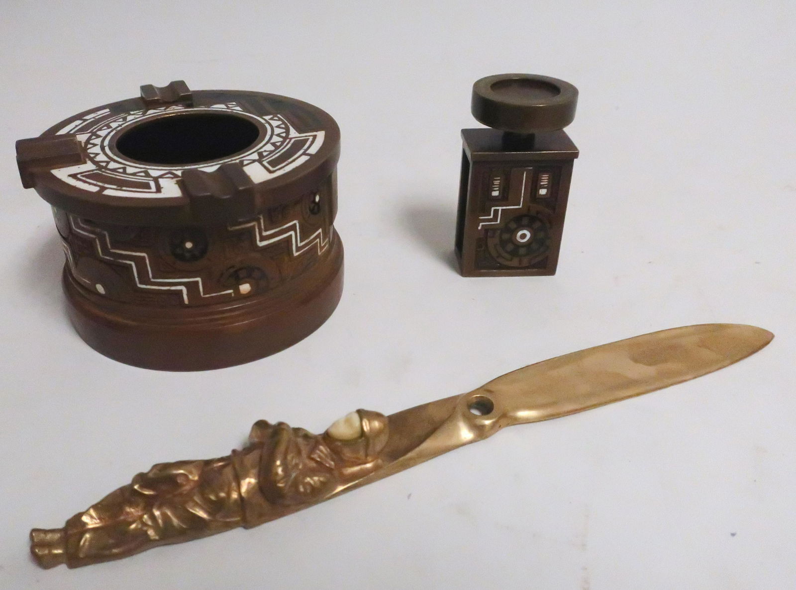 Art Deco Enameled Bronze Desk Items, c.1930 (1 of 7)