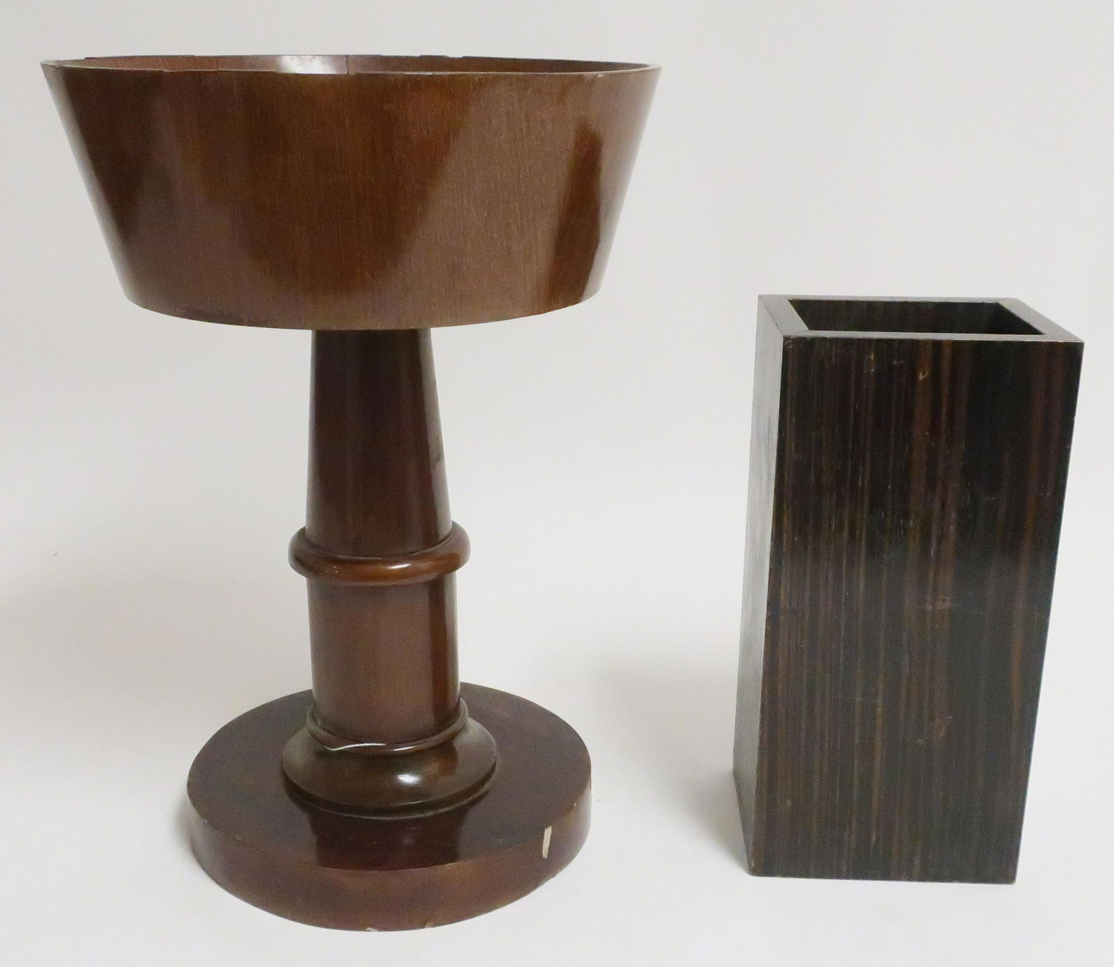 Art Deco Mahogany Compote, Rosewood Vase (1 of 5)