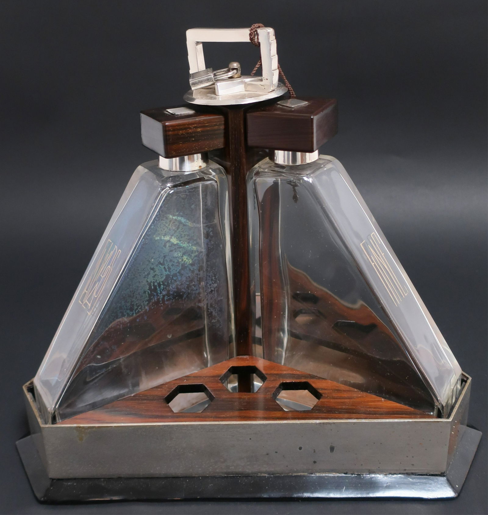 Art Deco Silverplate, Metal Rosewood Tantalus (1 of 5)