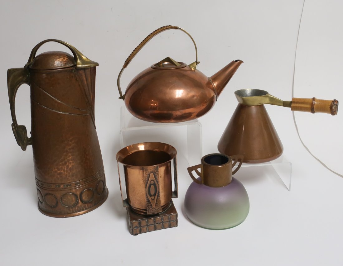 5 Continental Arts & Crafts Copper Vases / Pots (1 of 5)