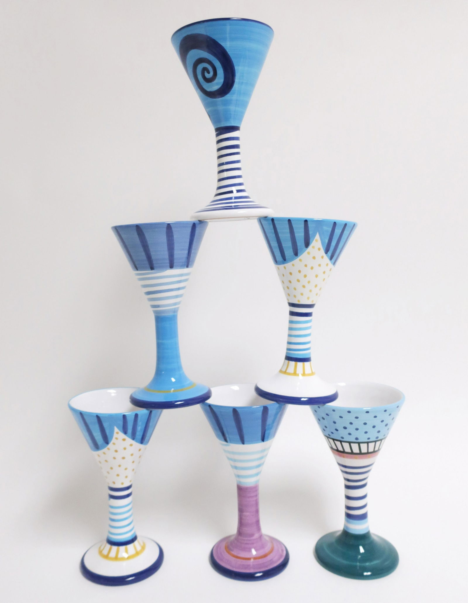 Herman Fogelin, b. 1947, 6 Deruta Goblets (1 of 4)