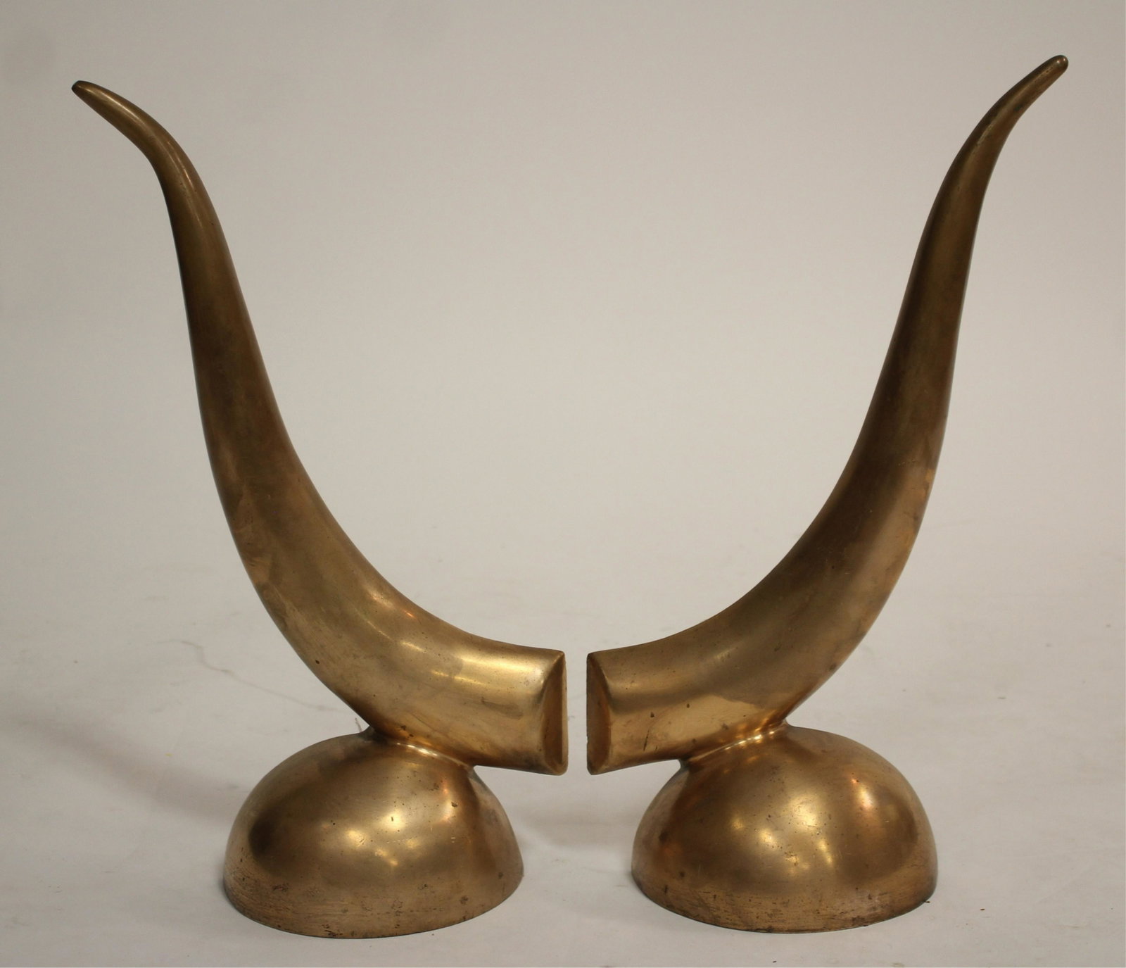 Pair Van Eckhardt A Reusser Bronze Andirons: Pair Van Eckhardt A Reusser Bronze Andirons, incised on back Van Eckhardt A Reusser (2 pc.) 10 1/4" H Property from the Estate of an Important New York Modernism Dealer. (NJWA265/2)(MS)