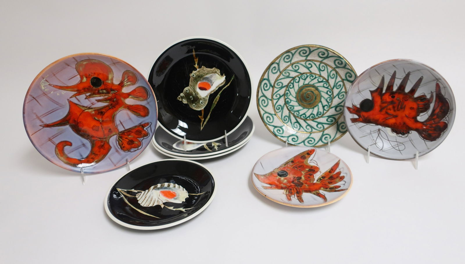 8 French Ceramic Art Pottery Plates, Vallauris (1 of 5)