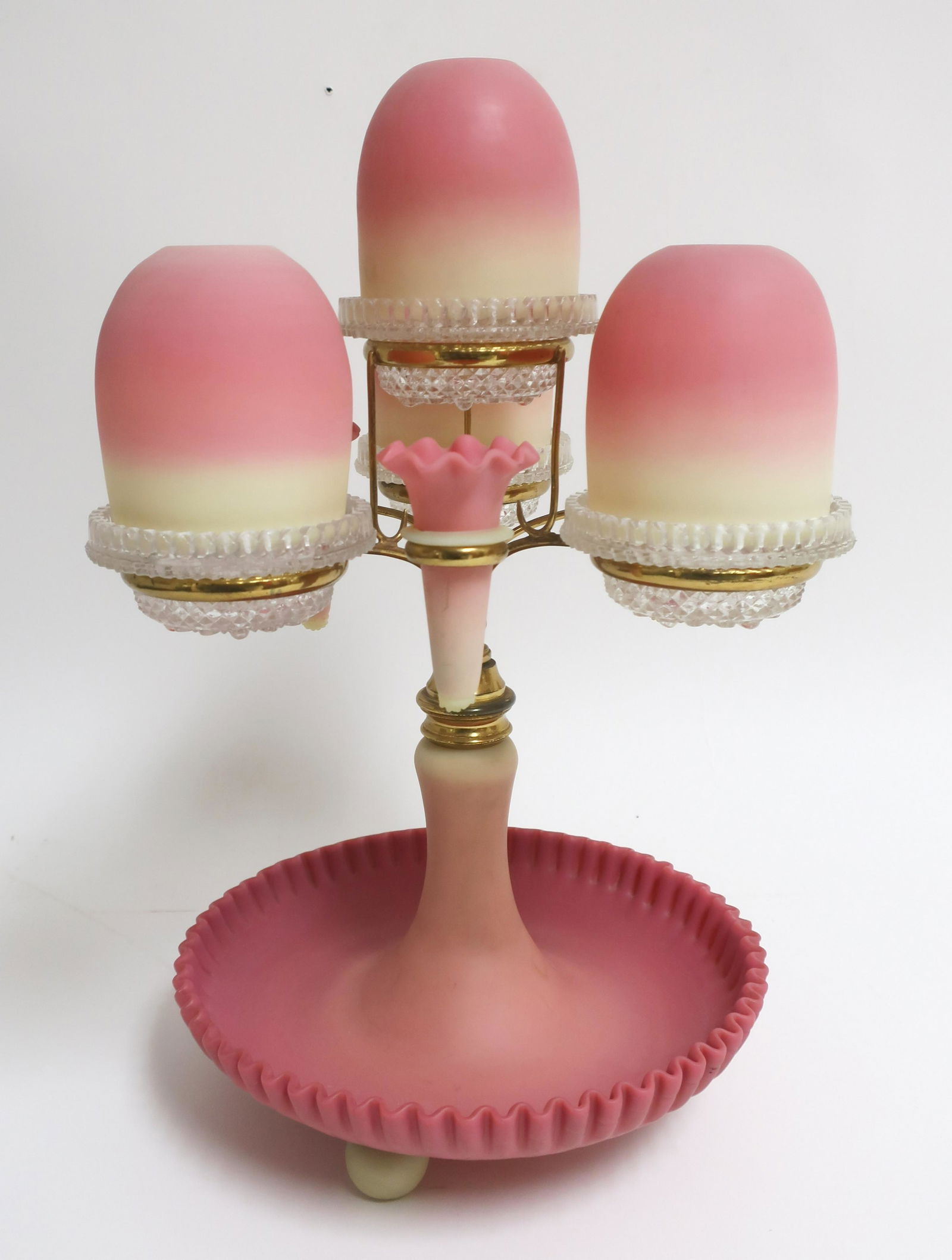 Fairy Lamp in Epergne Form, Burmese Colors (1 of 6)