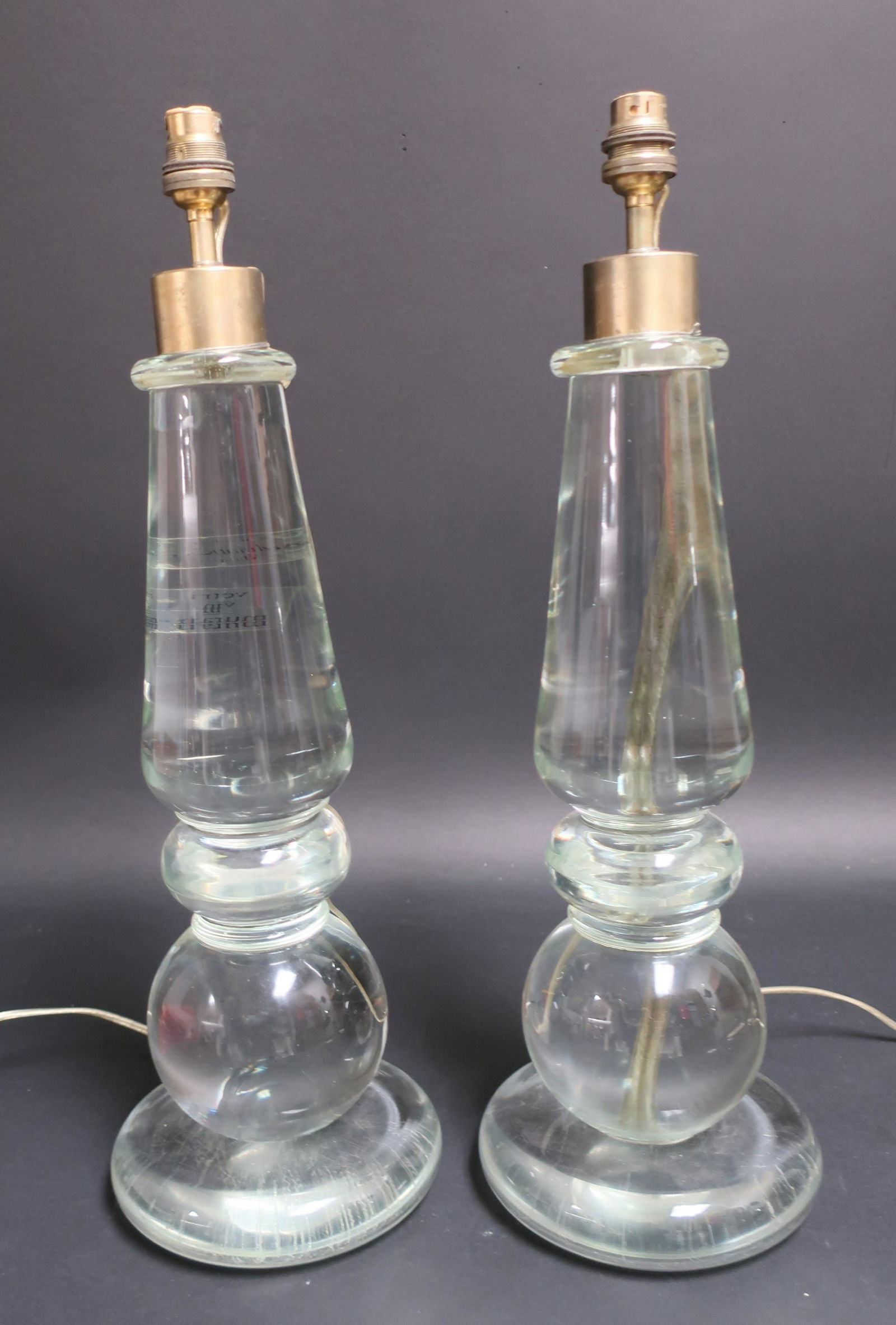 Pair Columnar Form Glass Lamps (1 of 5)