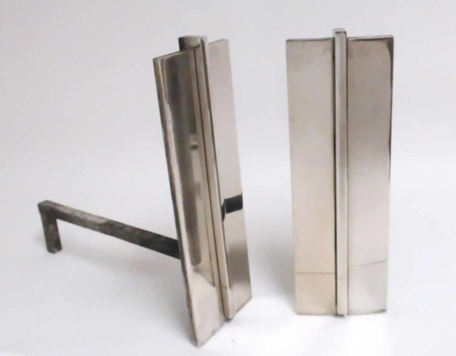 Pair of Danny Alessandro Chromed Andirons (1 of 4)