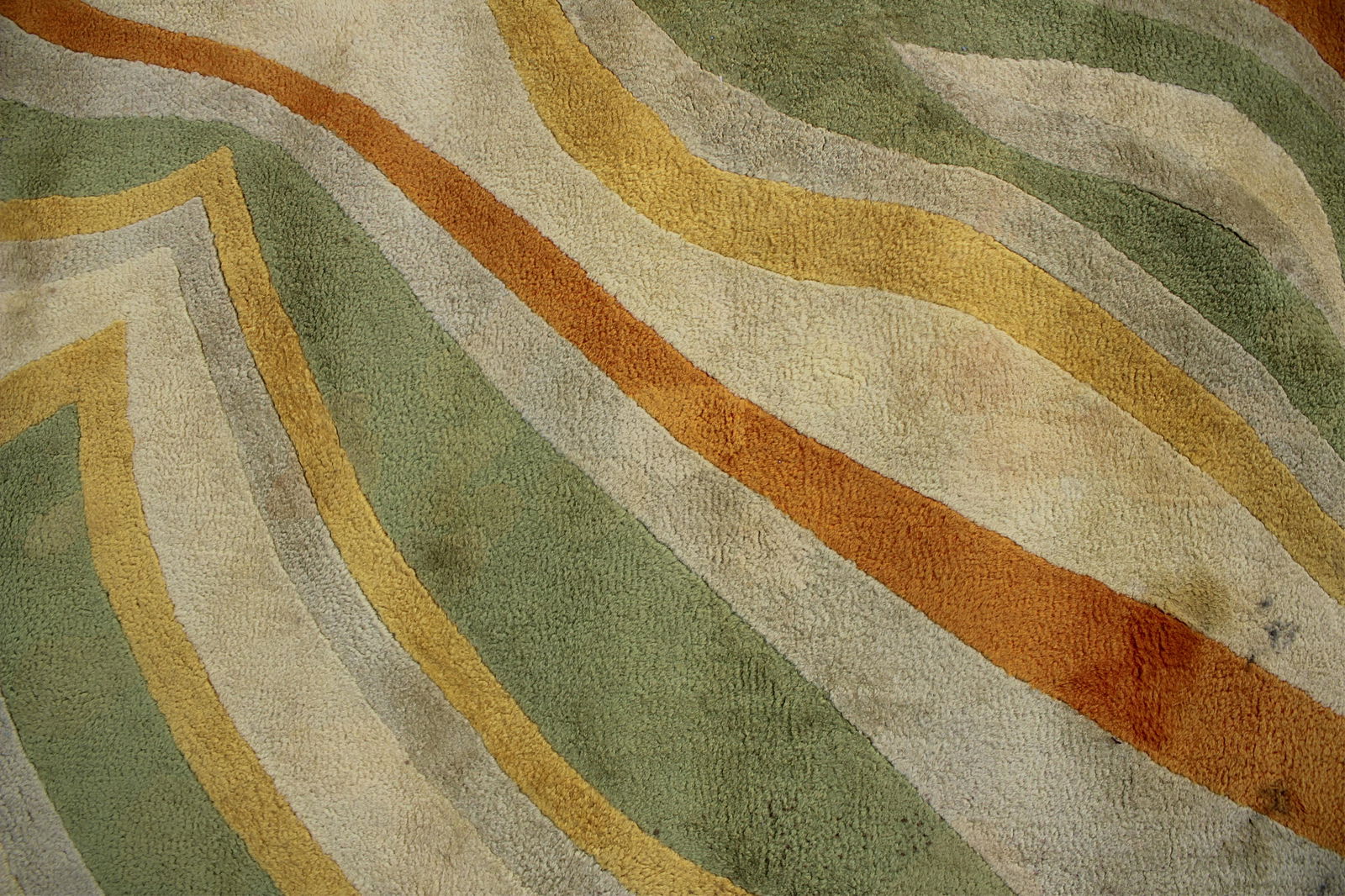 Edward Fields - Wave Design Carpet: Green, yellow and orange waves 15' 3 " x 8' 11" Property from the Estate of an Important New York Modernism Dealer. (NJWA81)(MS)