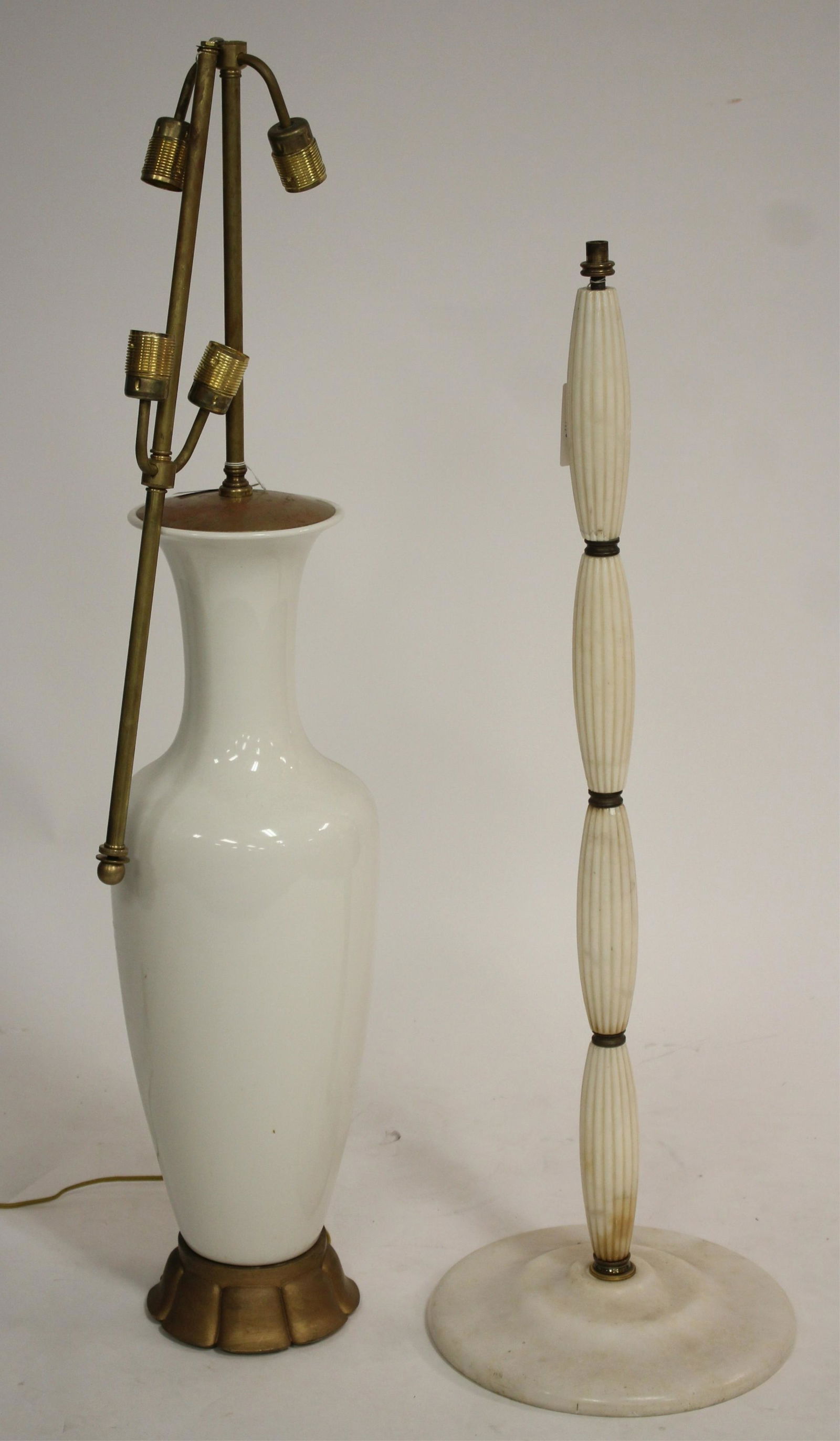 2 Floor Lamps, white porcelain, red alabaster (1 of 3)