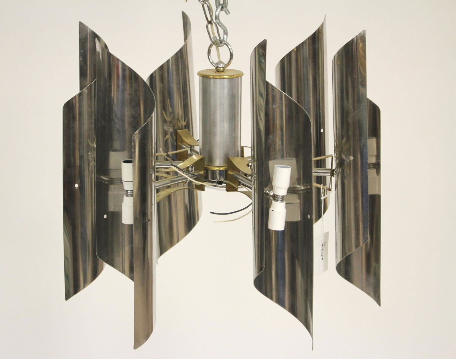 Scolari Style Chrome & Brass 6-Light Chandelier (1 of 4)