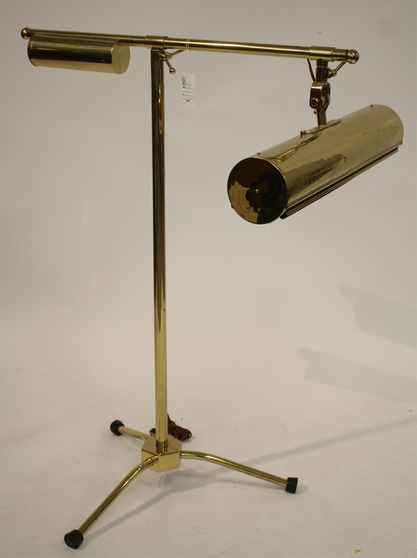Industrial Brass Adjustable Floor Lamp, c.1970 (1 of 3)