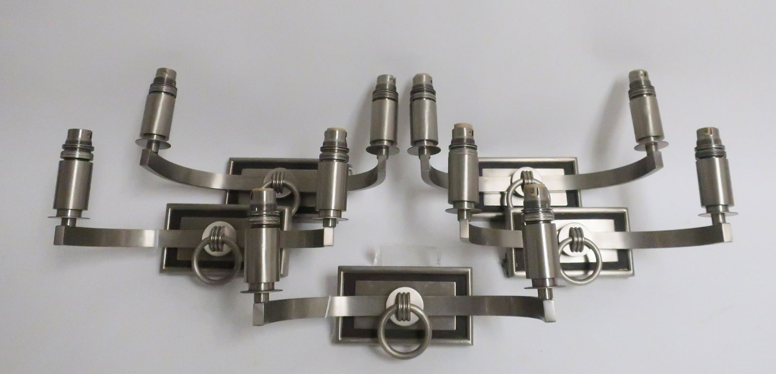 Set of 5 French Metal 2-Arm Sconces, 1940's (1 of 7)