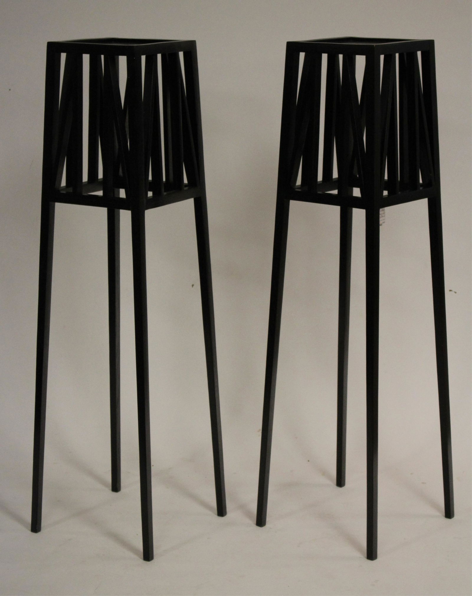 Pair Tall Ebonized Plant Stands (1 of 3)