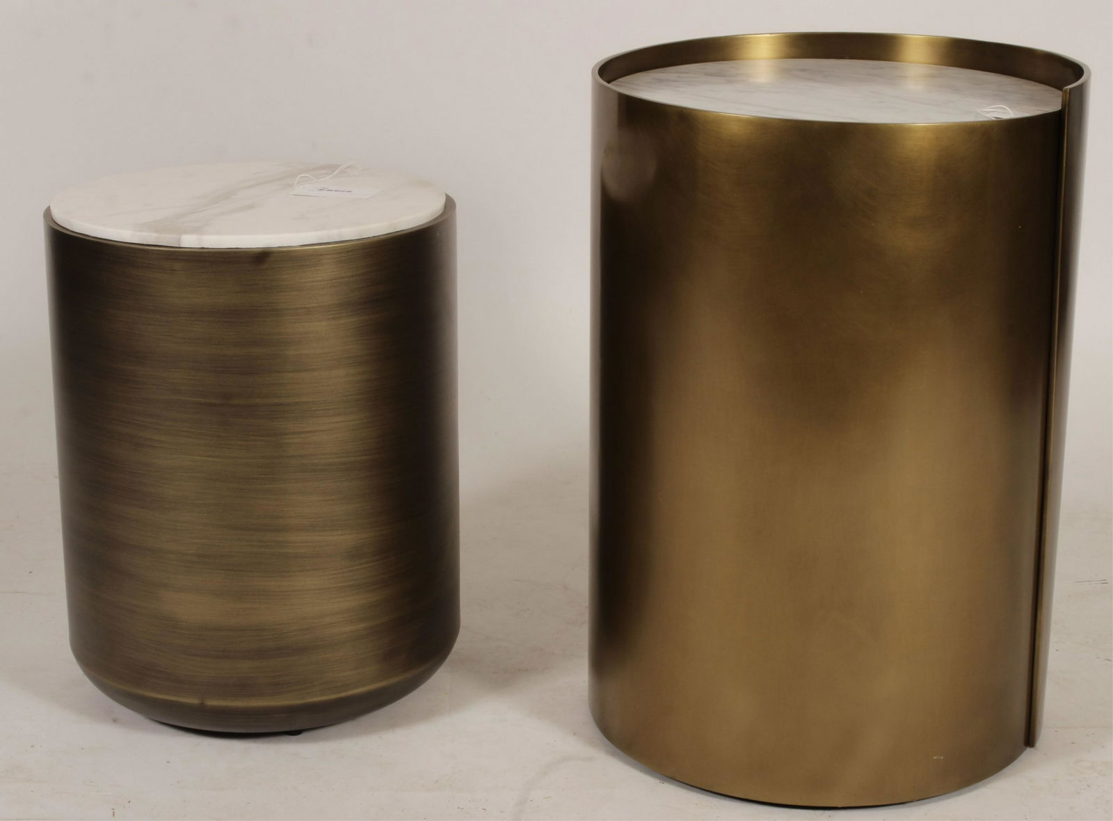 2 Bronze/Marble Round Occasional Tables (1 of 2)