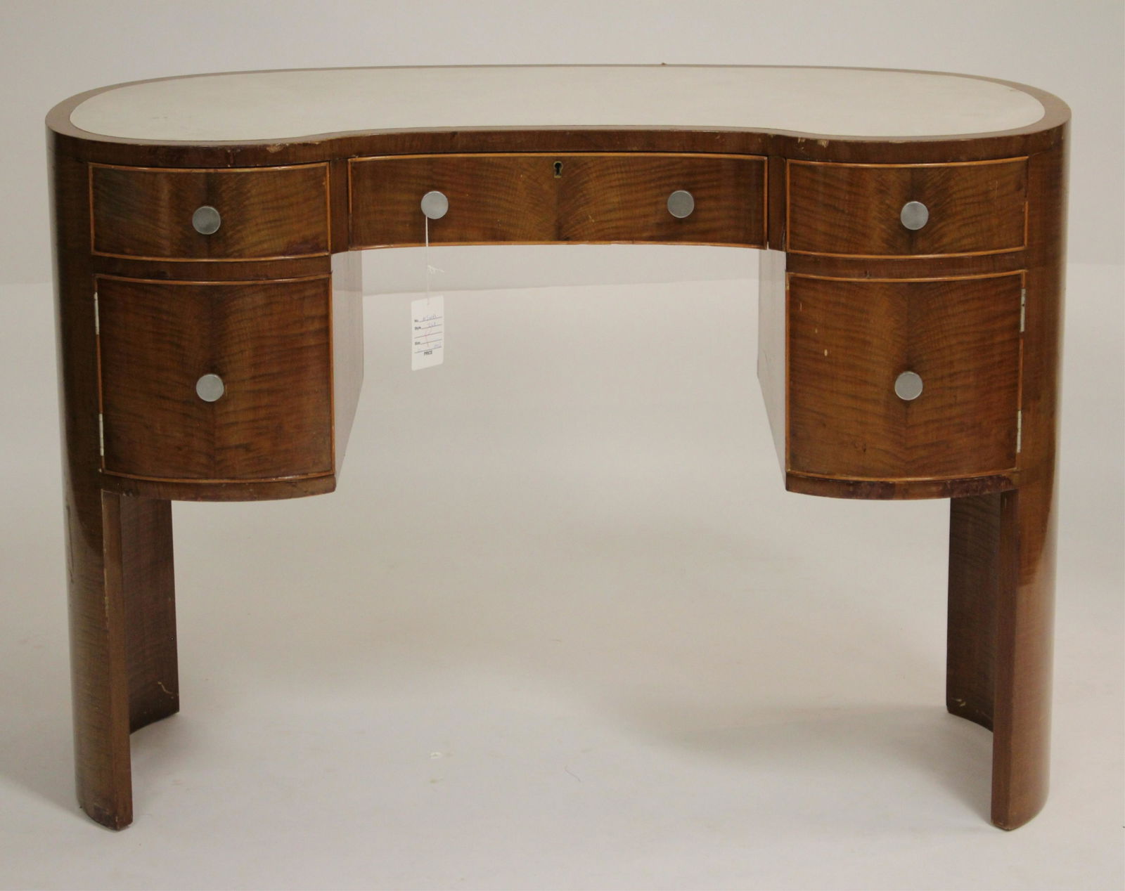 English Art Deco Mahogany Kidney Desk, c.1930 (1 of 6)