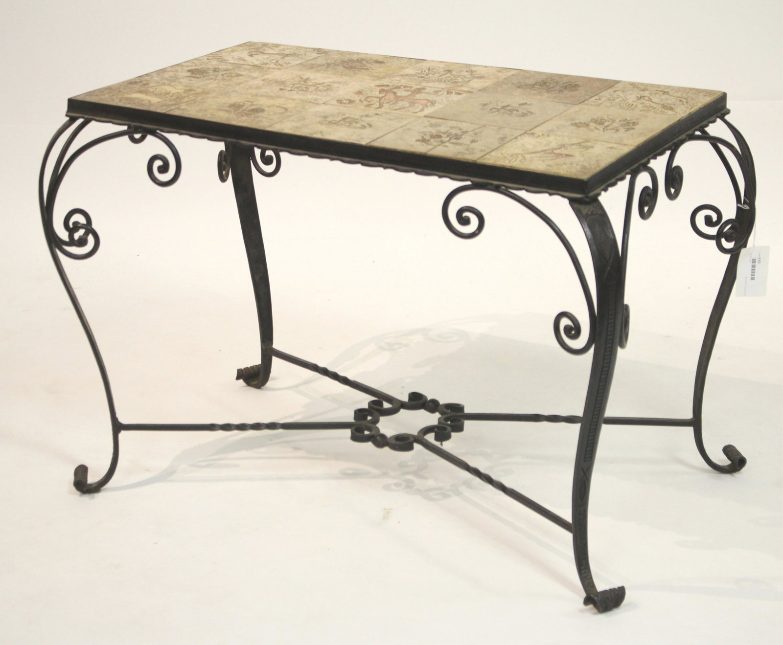 French 30s Art Deco Wrought Iron & Ceramic Table (1 of 4)