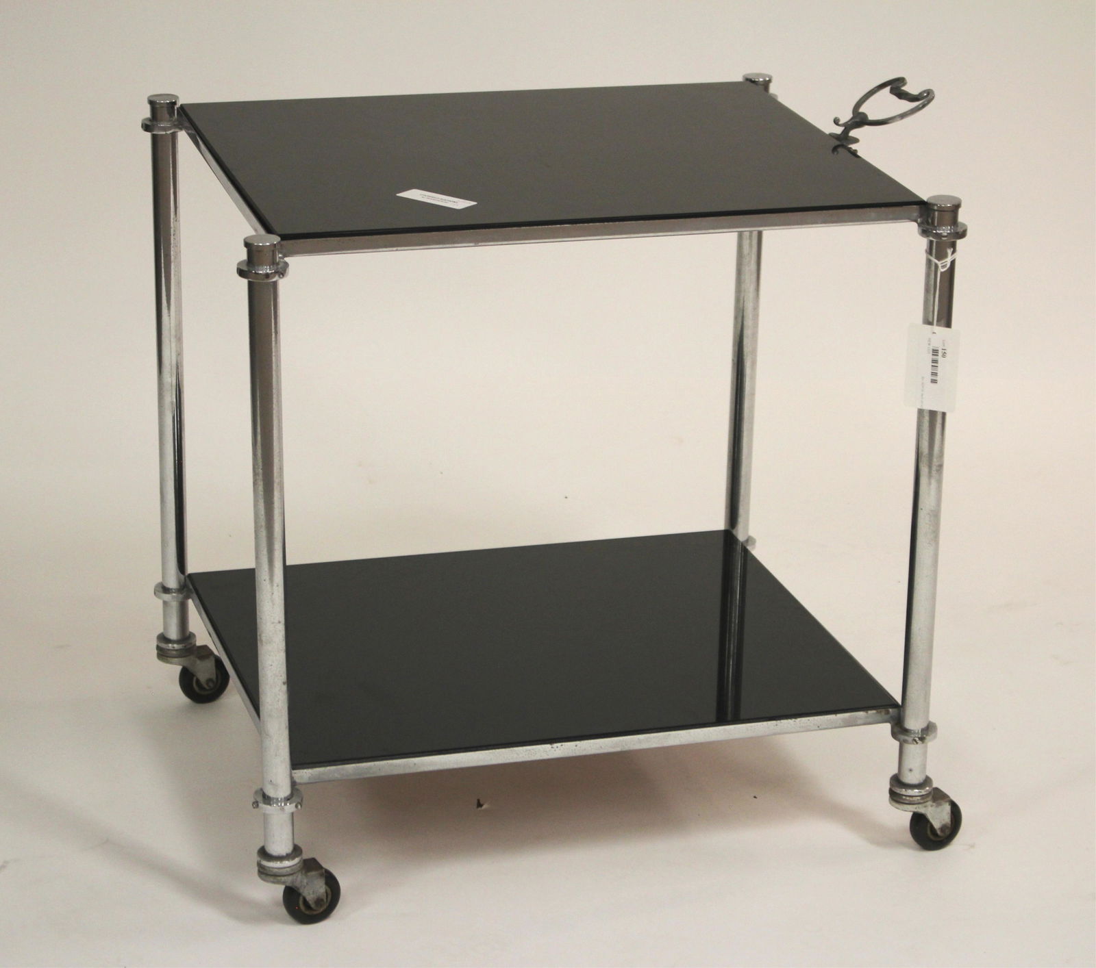Art Deco Chrome & Black Glass Bar Cart, c.1930 (1 of 3)