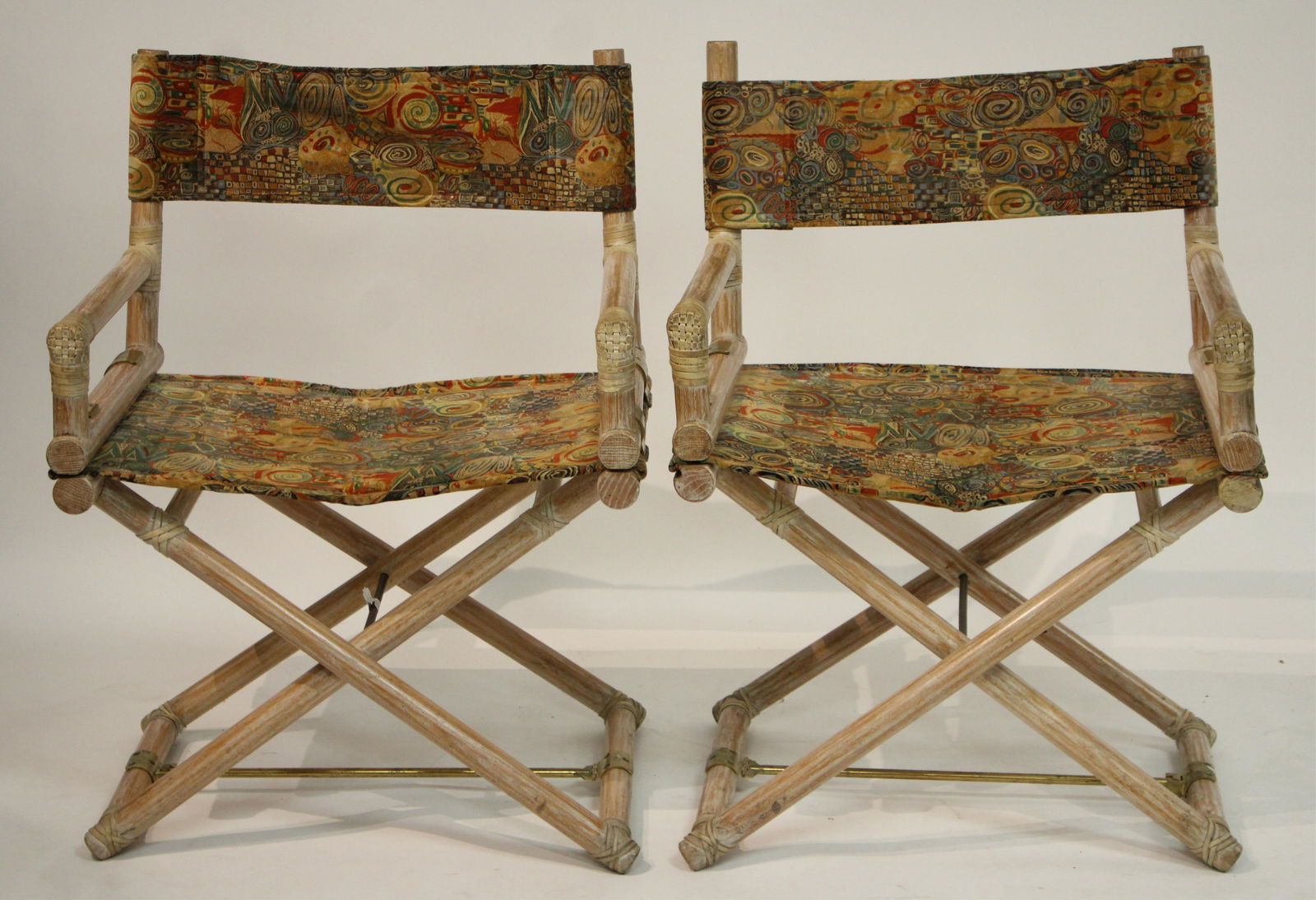 Pair McGuire Director's Chairs w Modernist Fabric (1 of 4)