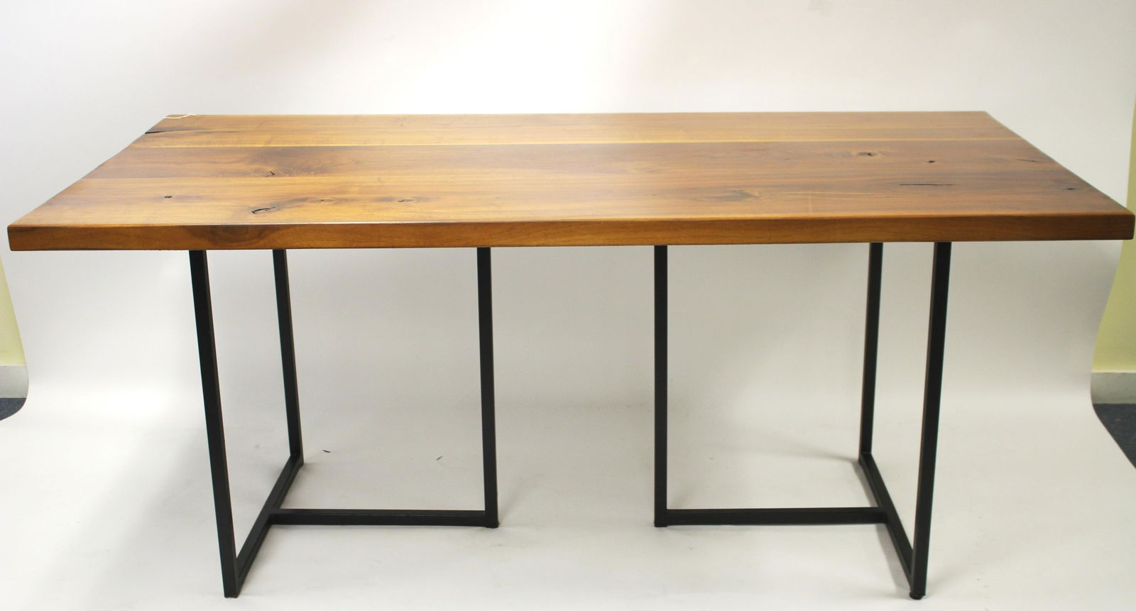 Modern Black Walnut & Metal Dining Table (1 of 4)