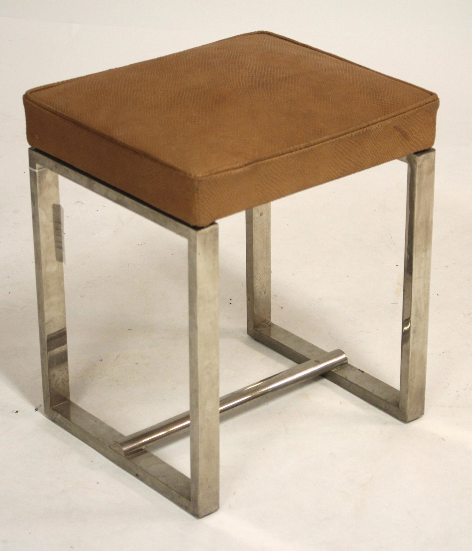 Modernist Chrome Bench, faux python skin (1 of 3)