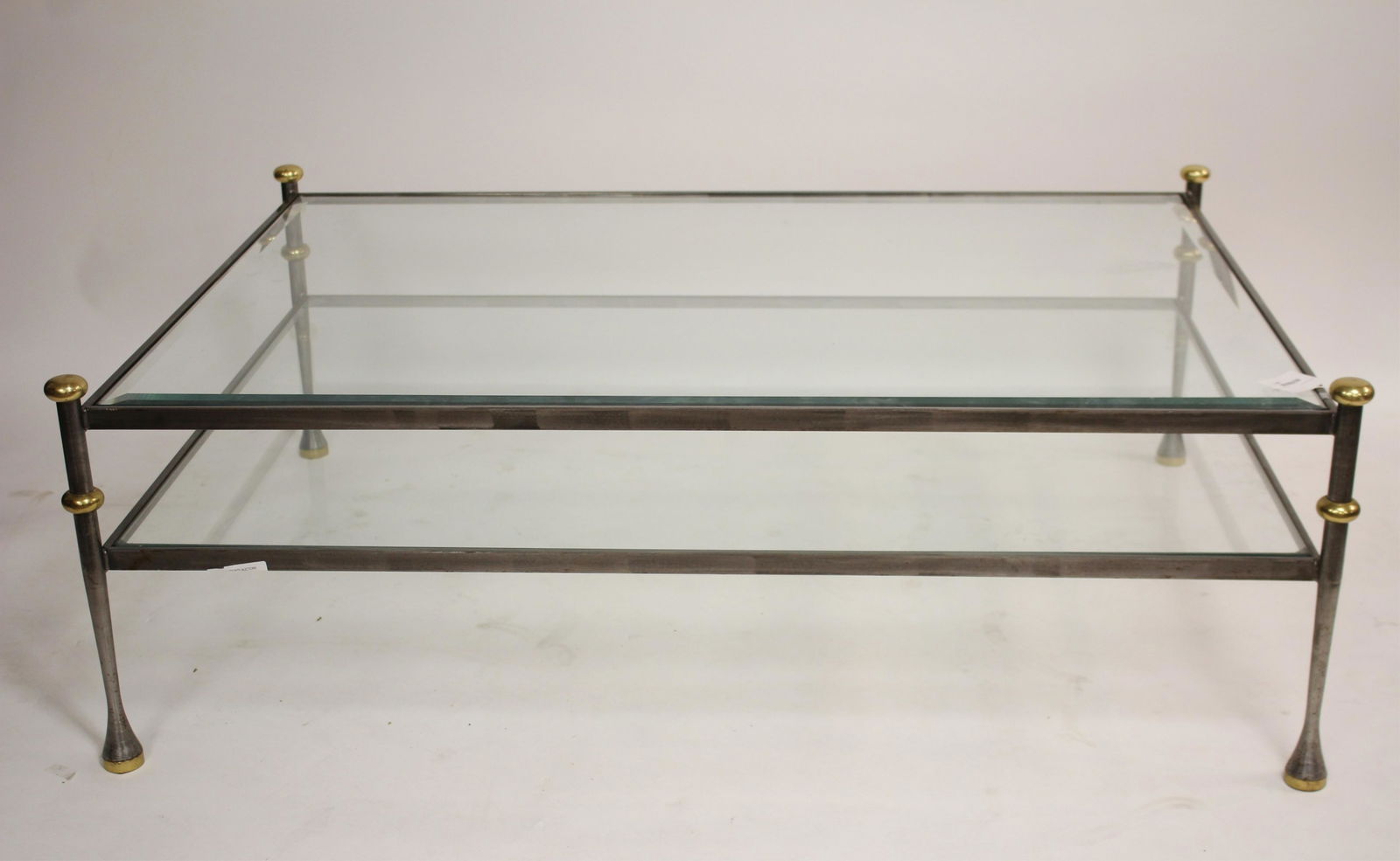 Contemporary Iron/Brass/Glass 2 tiered C/T (1 of 3)