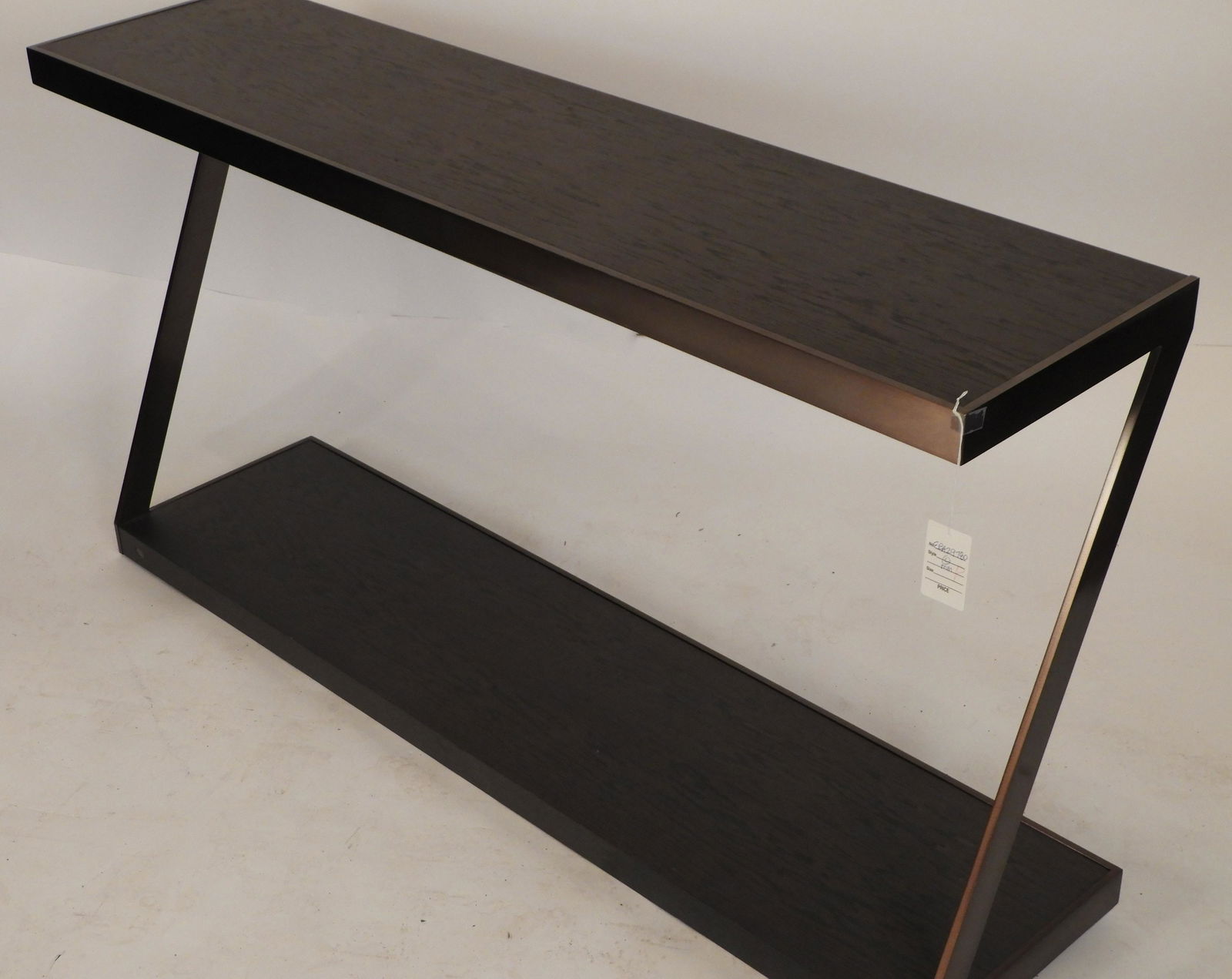 Modern Wood and Bronze "Z" Form Console Table (1 of 3)