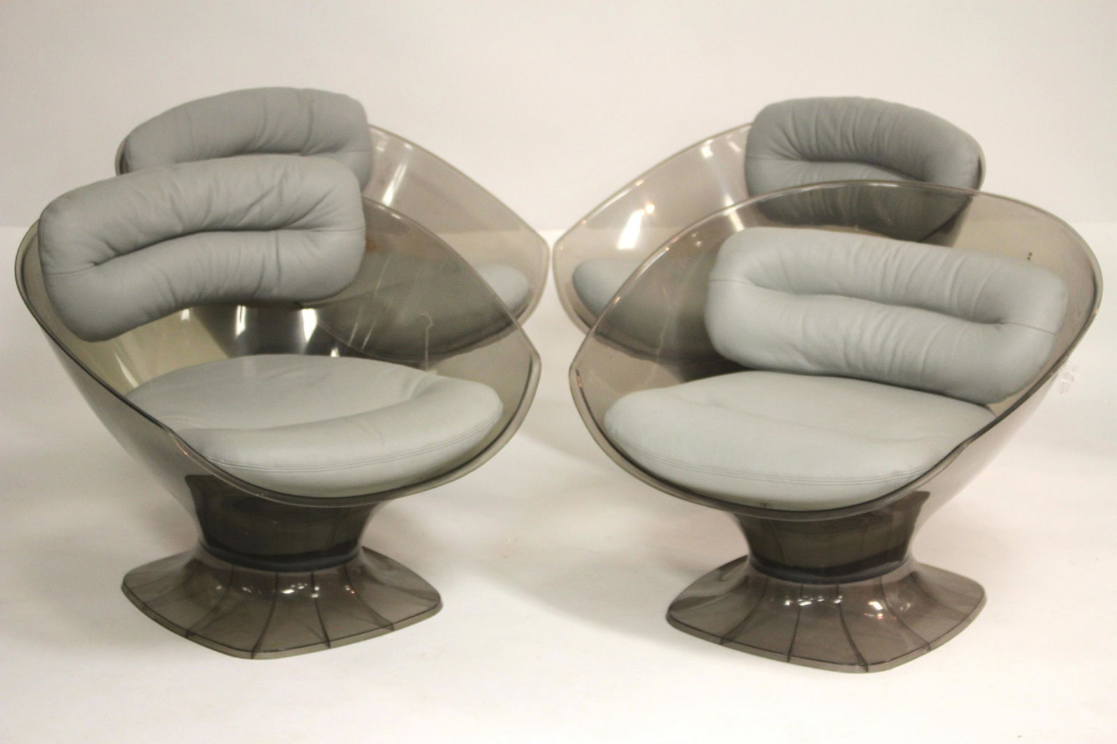 4 Smoky Plastic Club Chairs, circa 1970 (1 of 6)