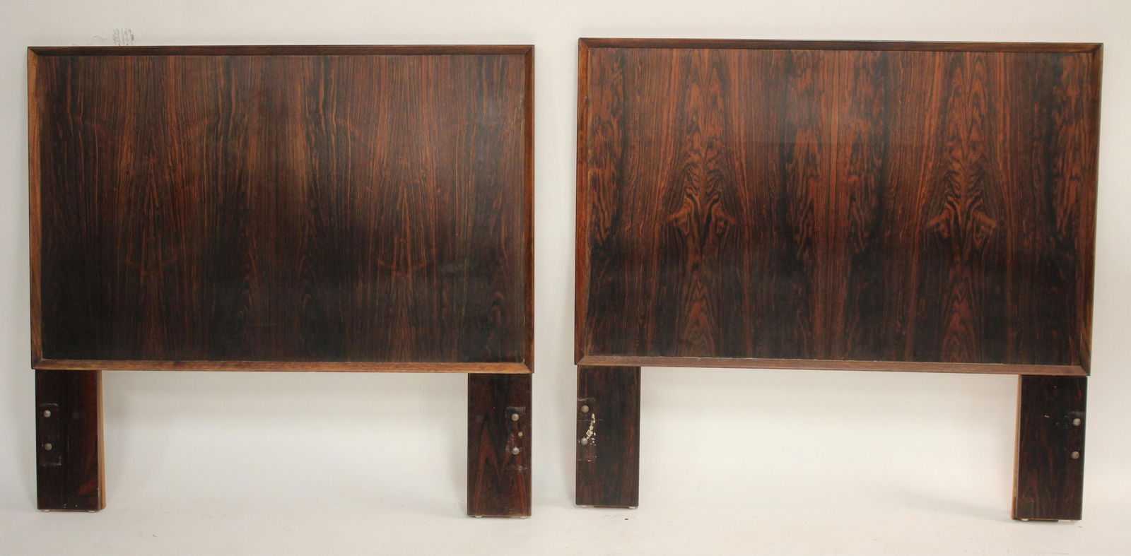 Pr. Twin Rosewood Headboards: Bevel edge moulded frame panels 36"H x 39W panel mldg.1" thk. (WECH9819/2)(JP)