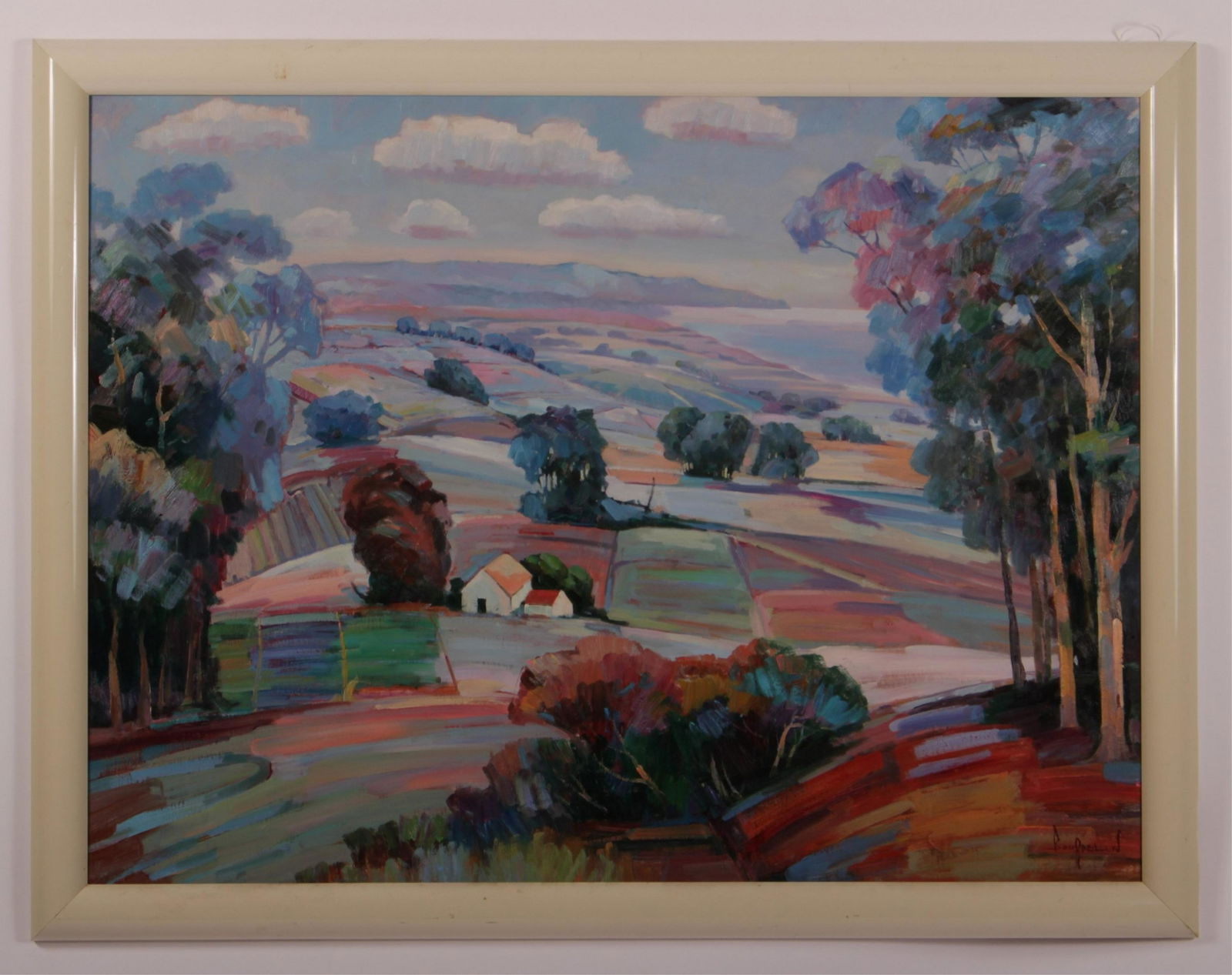 Boufdelon, 20th C, Modernist Farmland O/C signed (1 of 4)