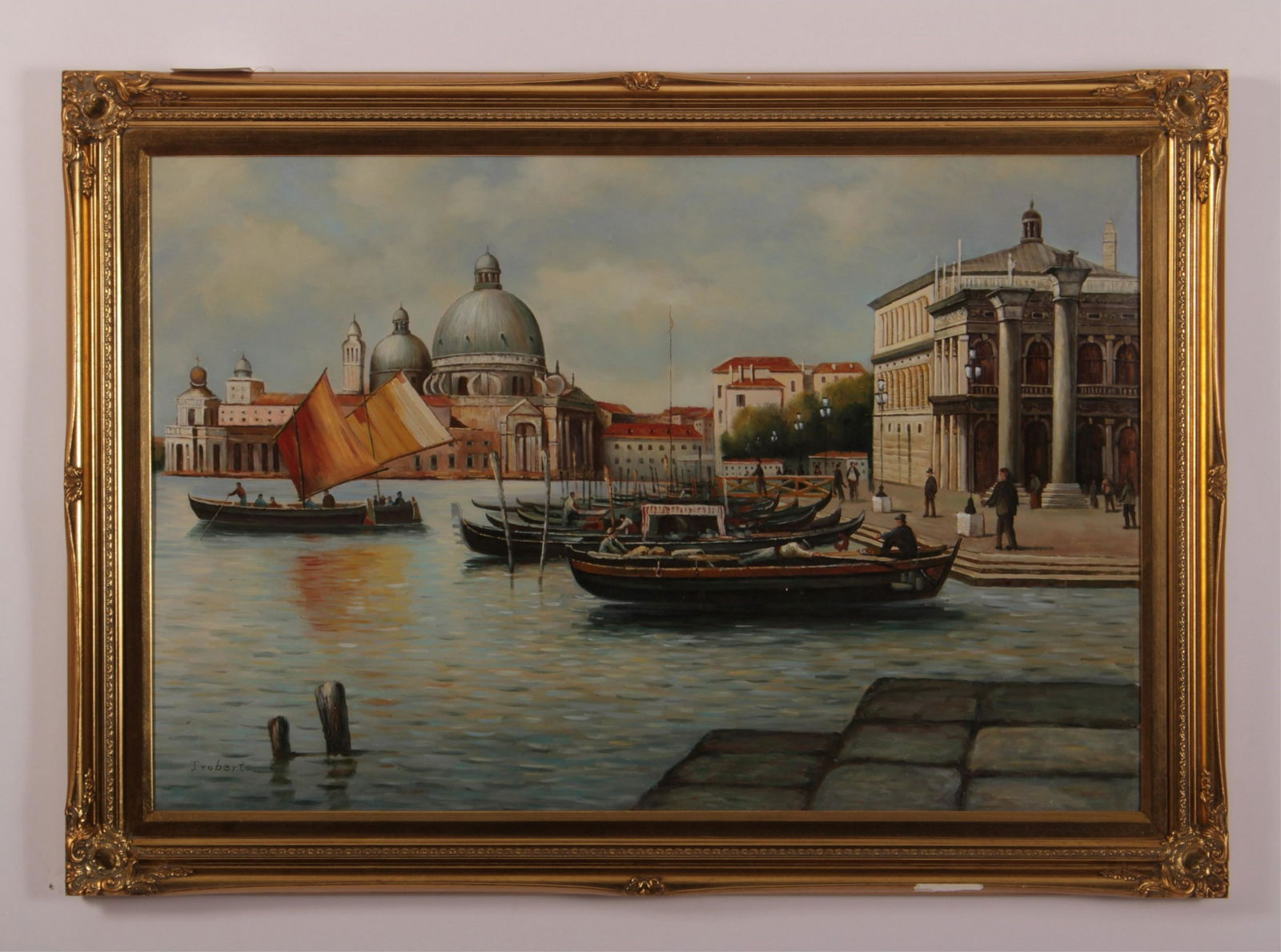 Jyoberto, 20th C, "Venice" O/C: Dimensions: 23.5 h x 35.5 w