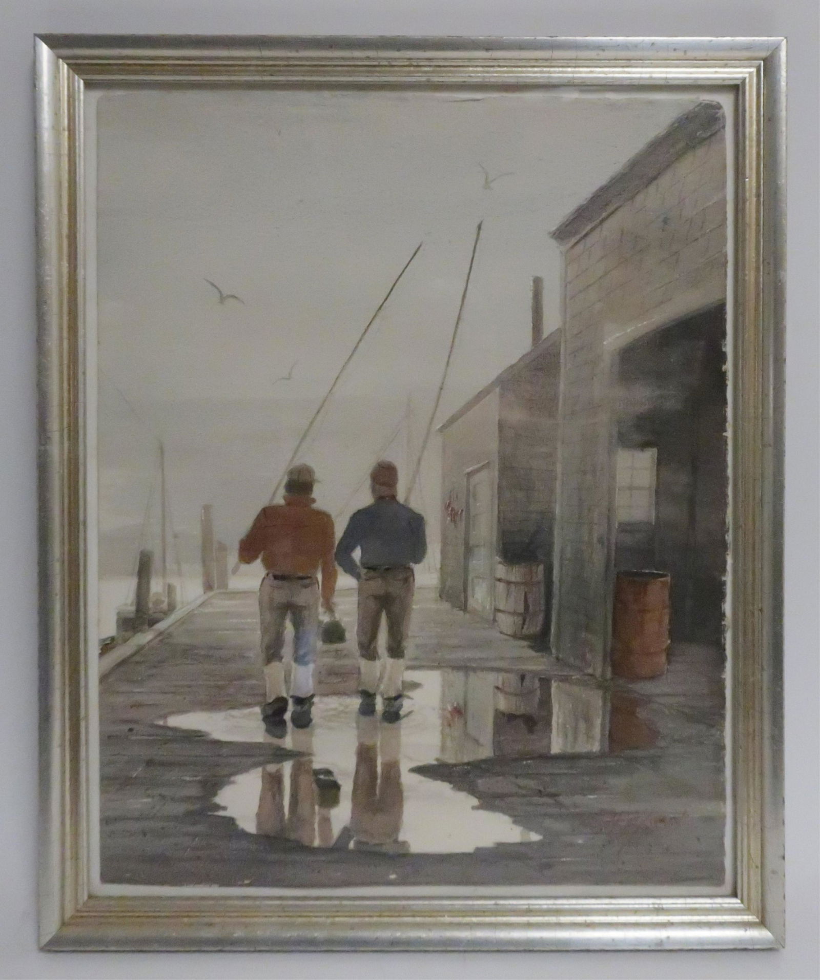 "2 Fisherman/Dock", W/C, Signed (1 of 2)