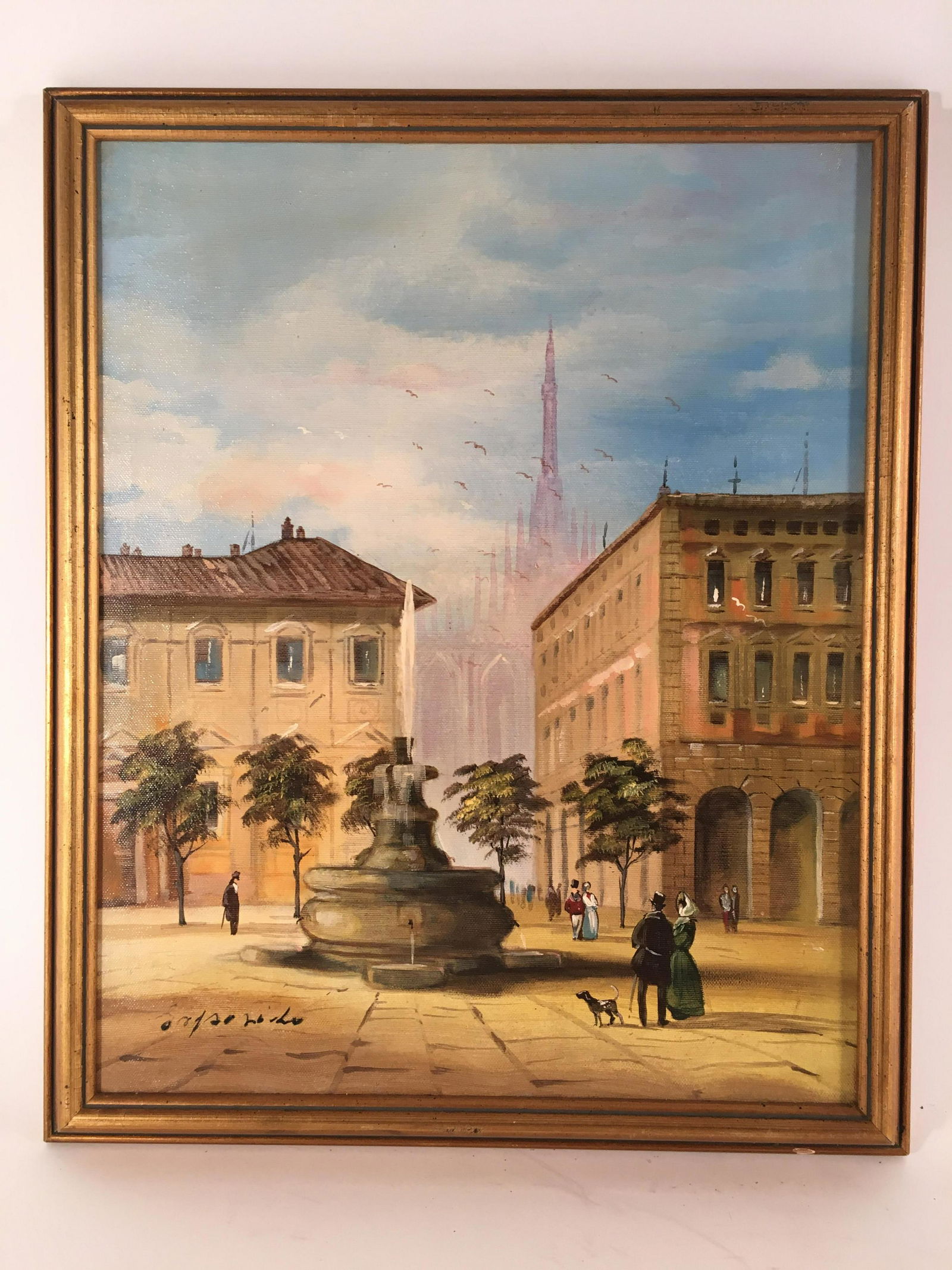 Brazilian, 20th c. Landscape w Figures O/C Signed (1 of 3)