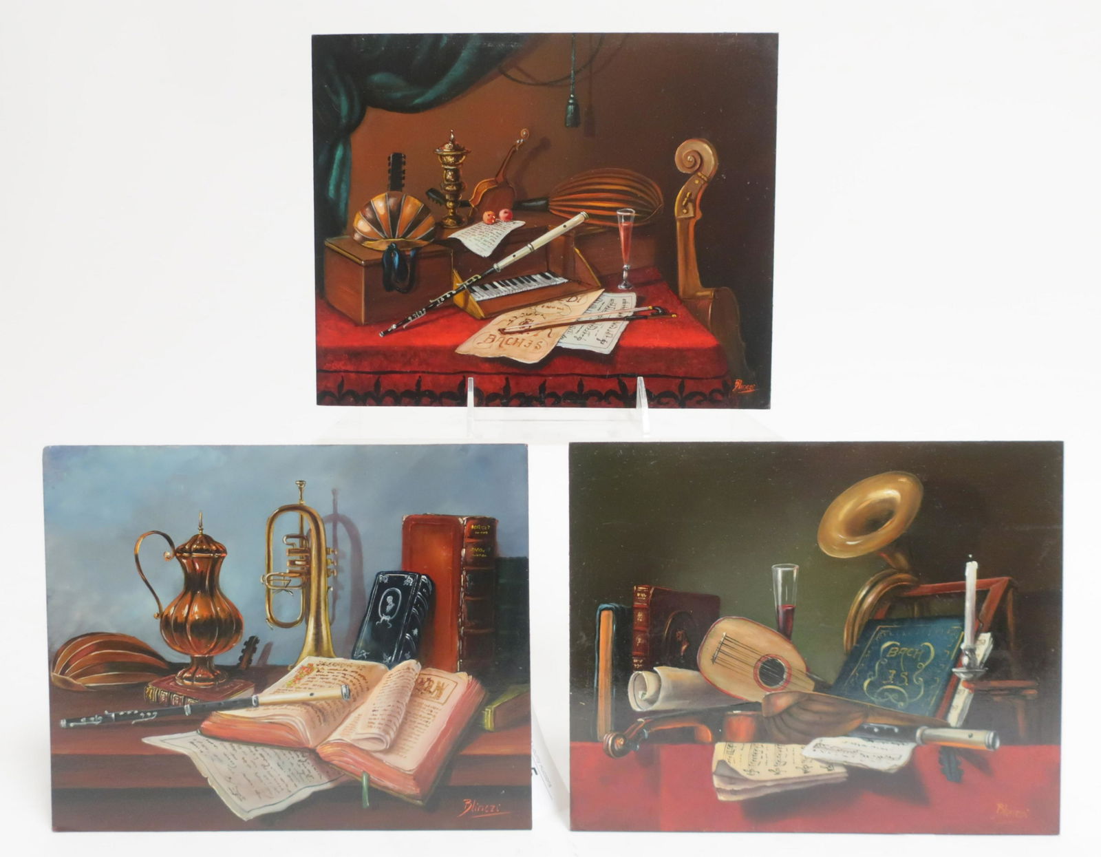 Bela Blinczinger, 3 Still Life of Instruments, O/B (1 of 2)