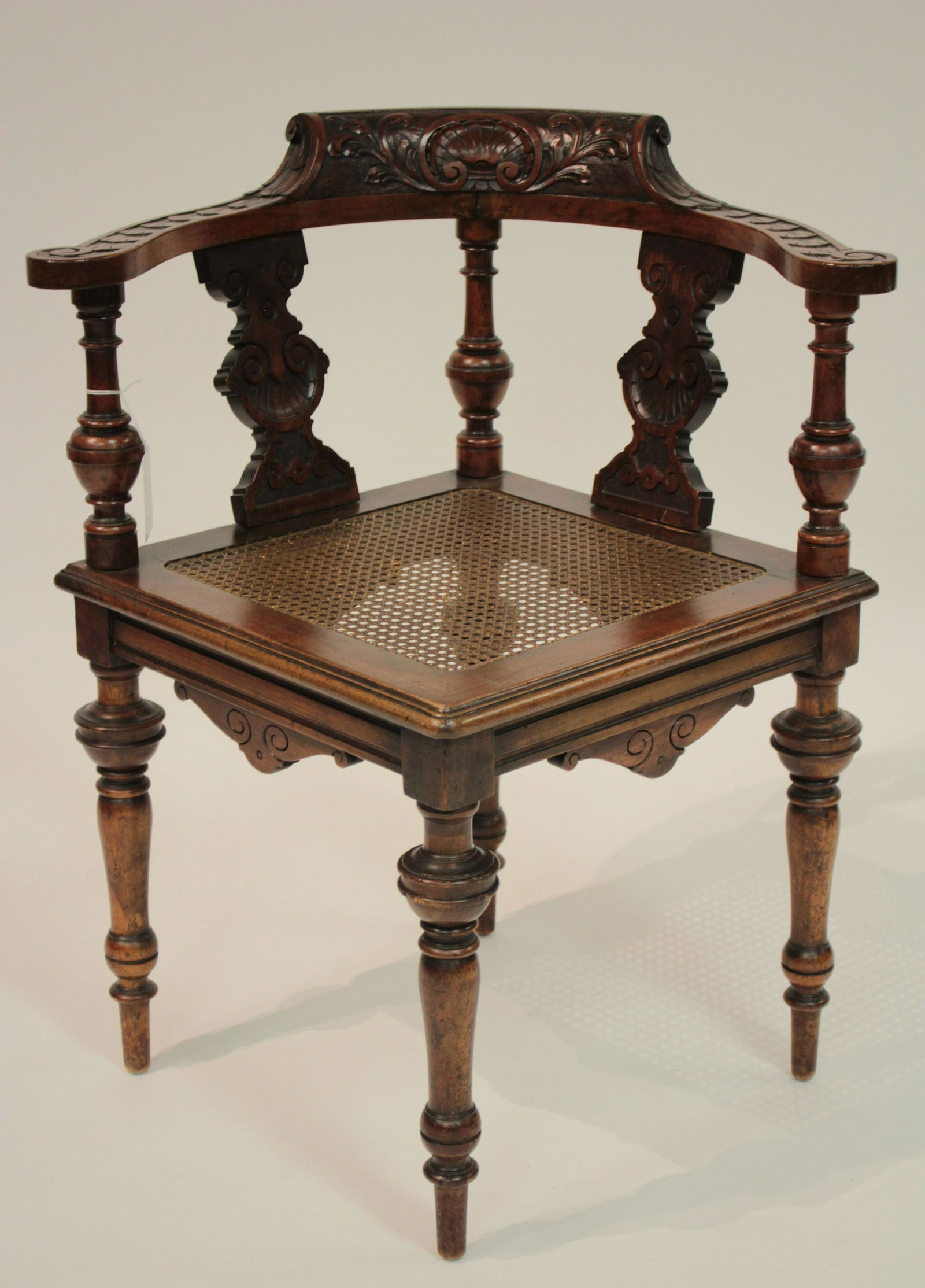 Late Victorian Carved Walnut Corner Chair (1 of 2)